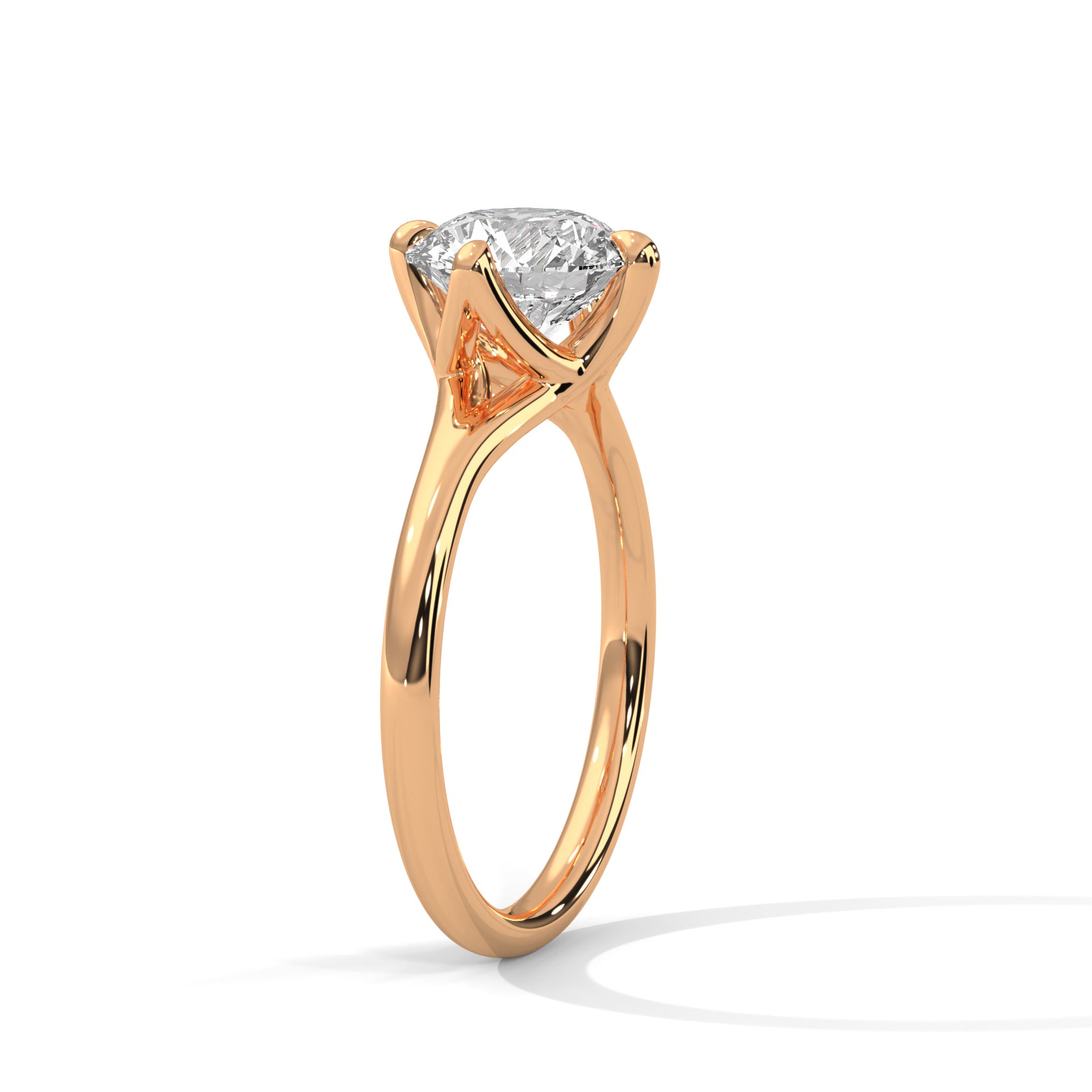 Round Cut Solitaire Cathedral Engagement & Anniversary Ring in Rose Gold