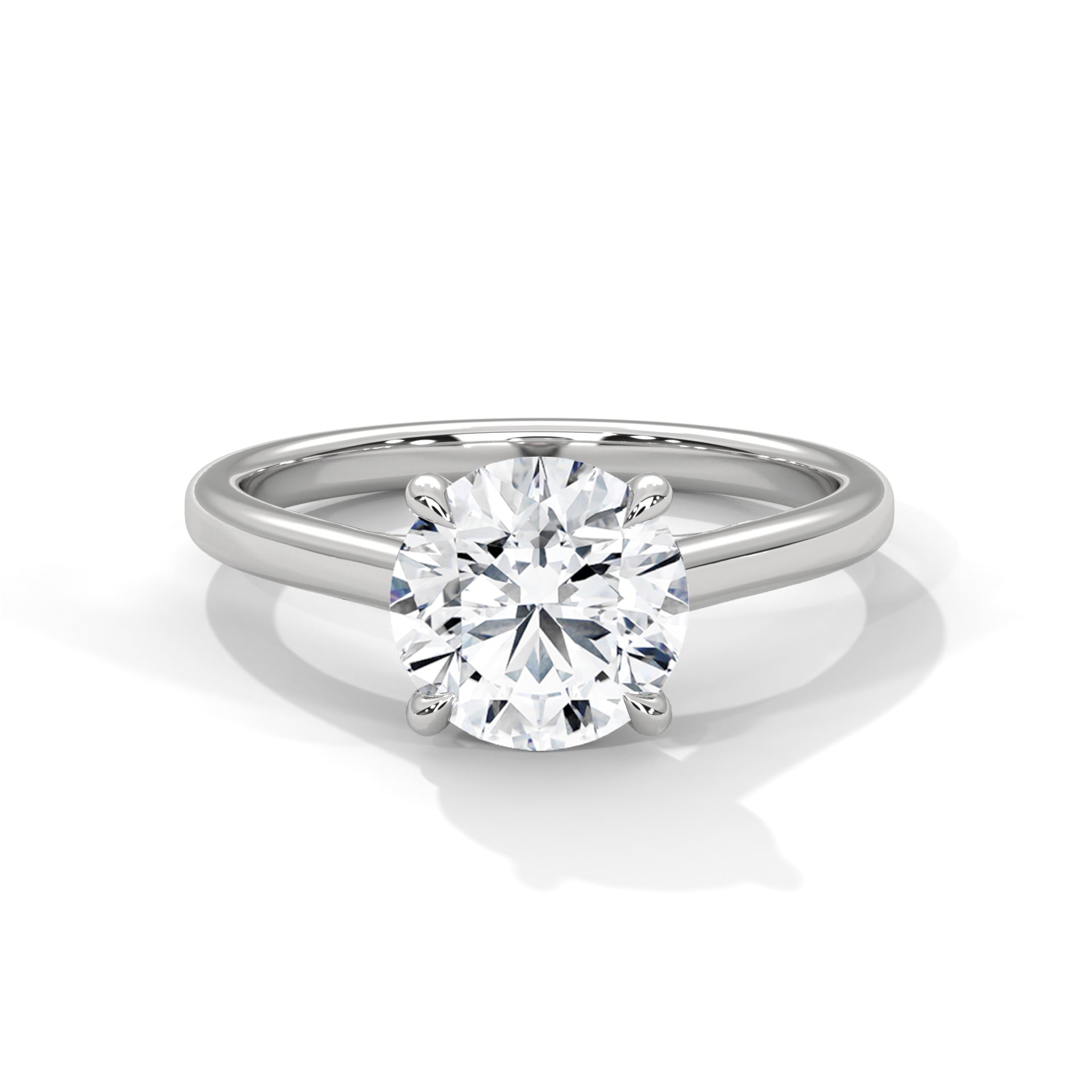 Round Cut Four-Prong Cathedral Solitaire Engagement Ring in Rose Gold