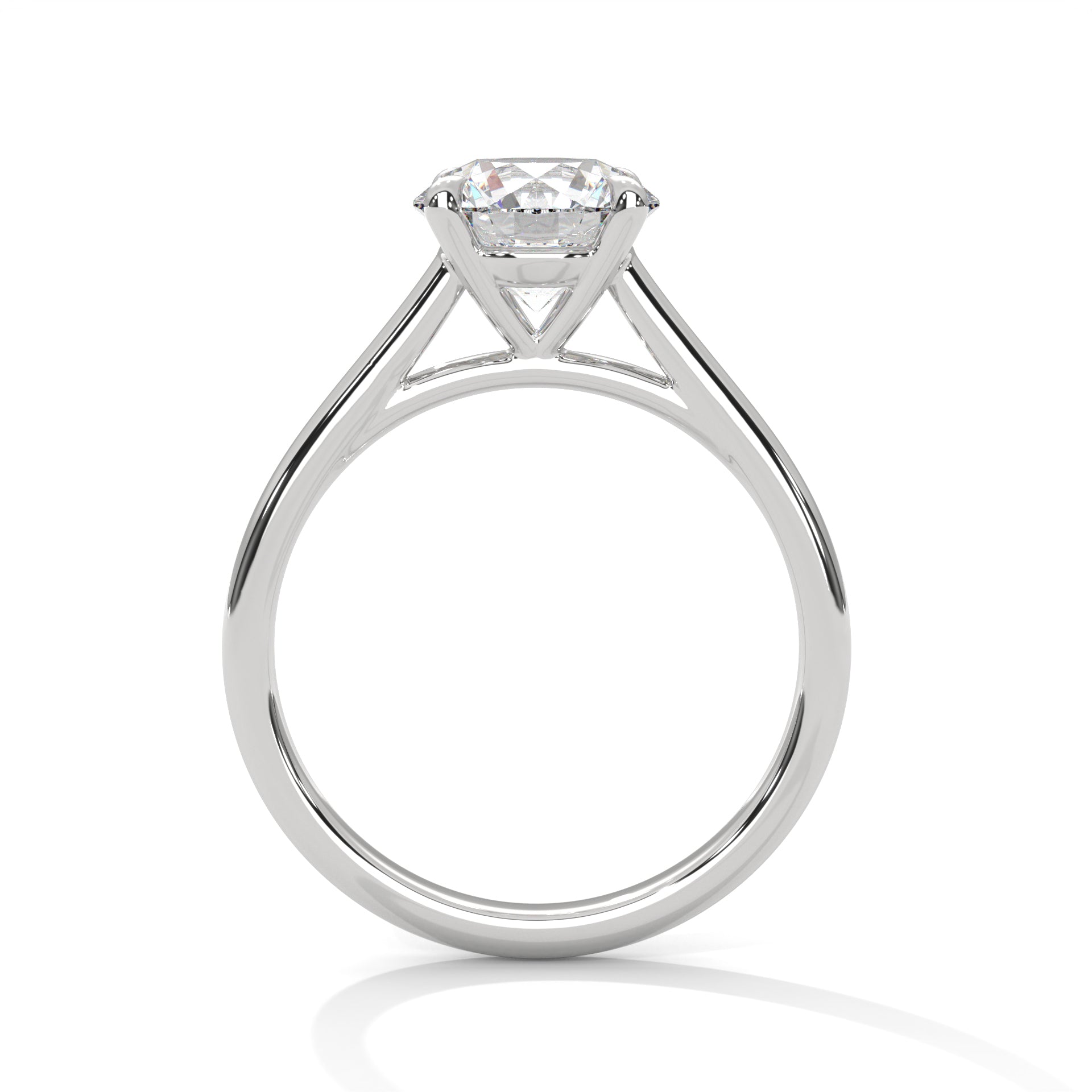 Round Cut Four-Prong Cathedral Solitaire Engagement Ring in Rose Gold
