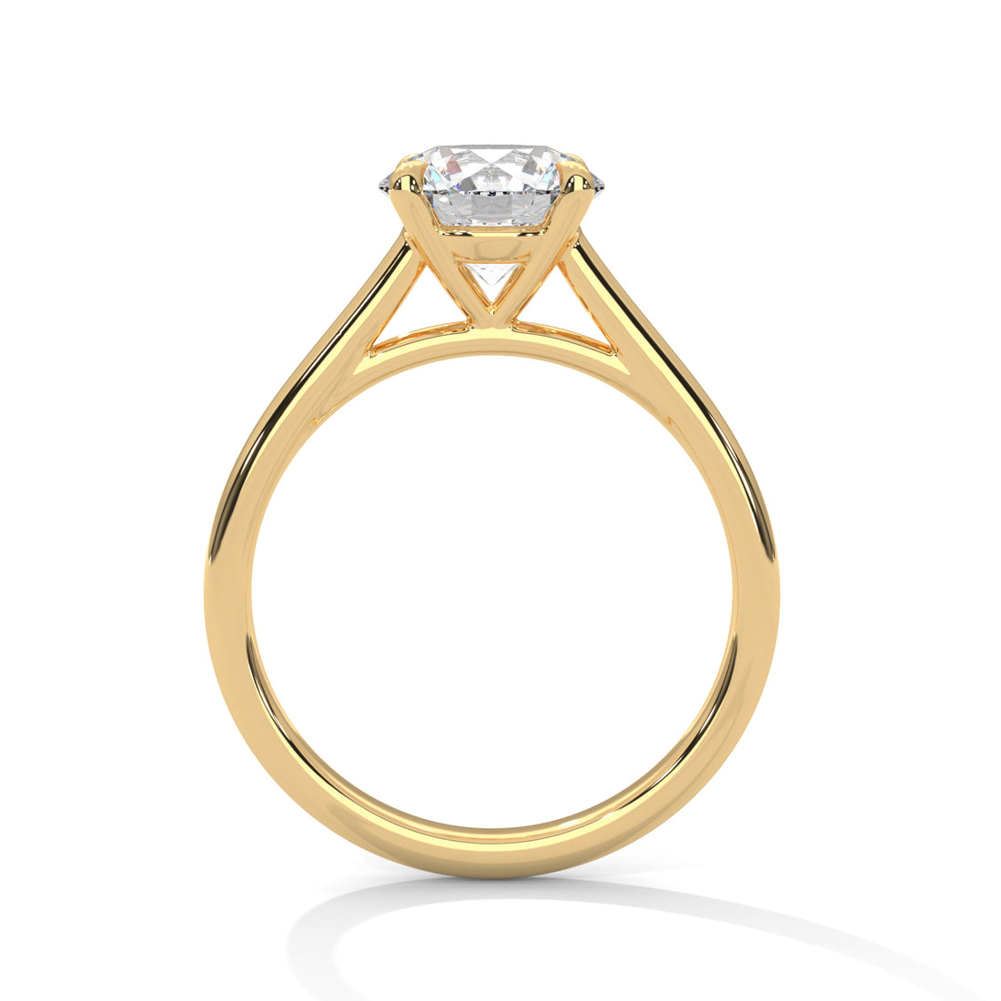 Round Cut Four-Prong Cathedral Solitaire Engagement Ring in Rose Gold