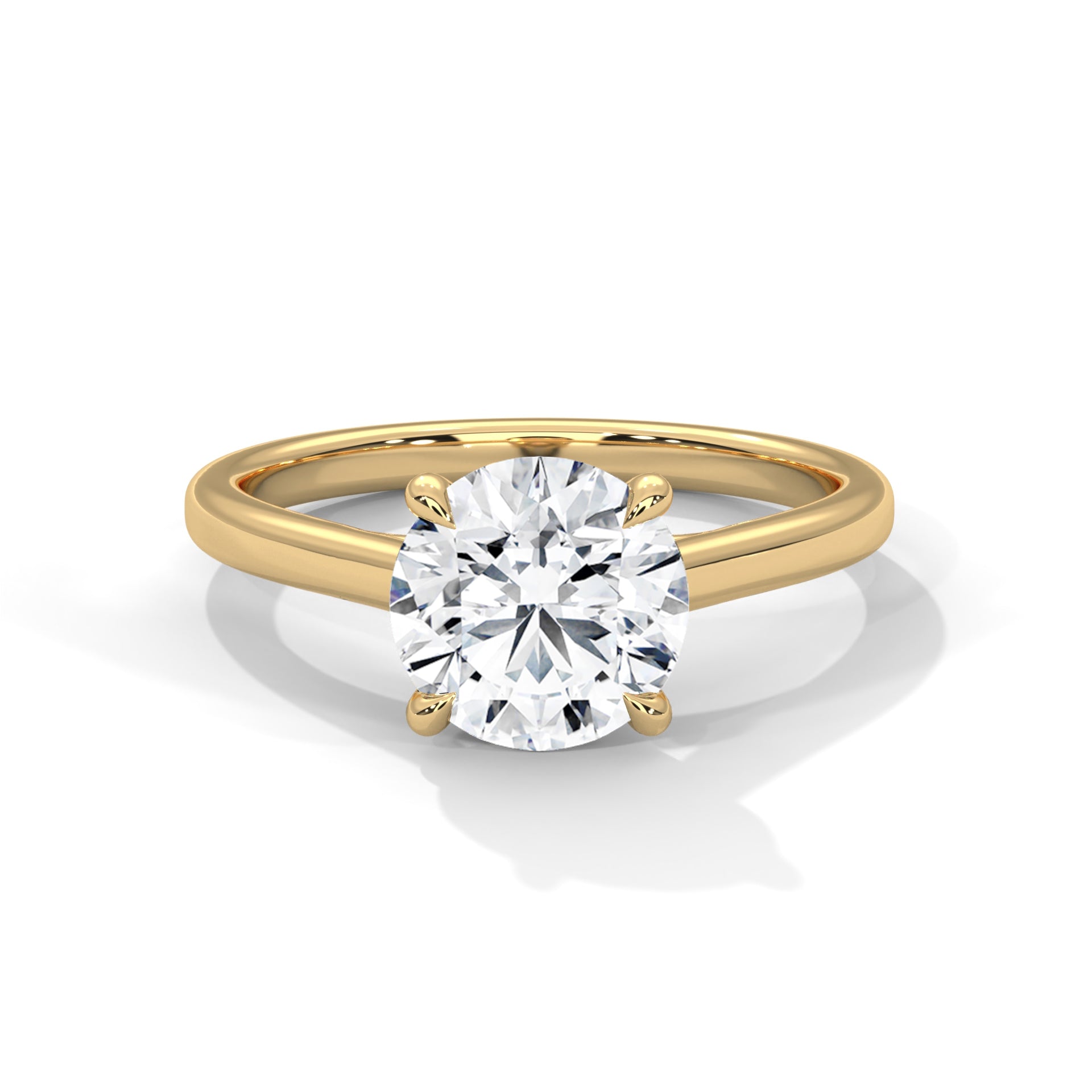 Round Cut Four-Prong Cathedral Solitaire Engagement Ring in Rose Gold