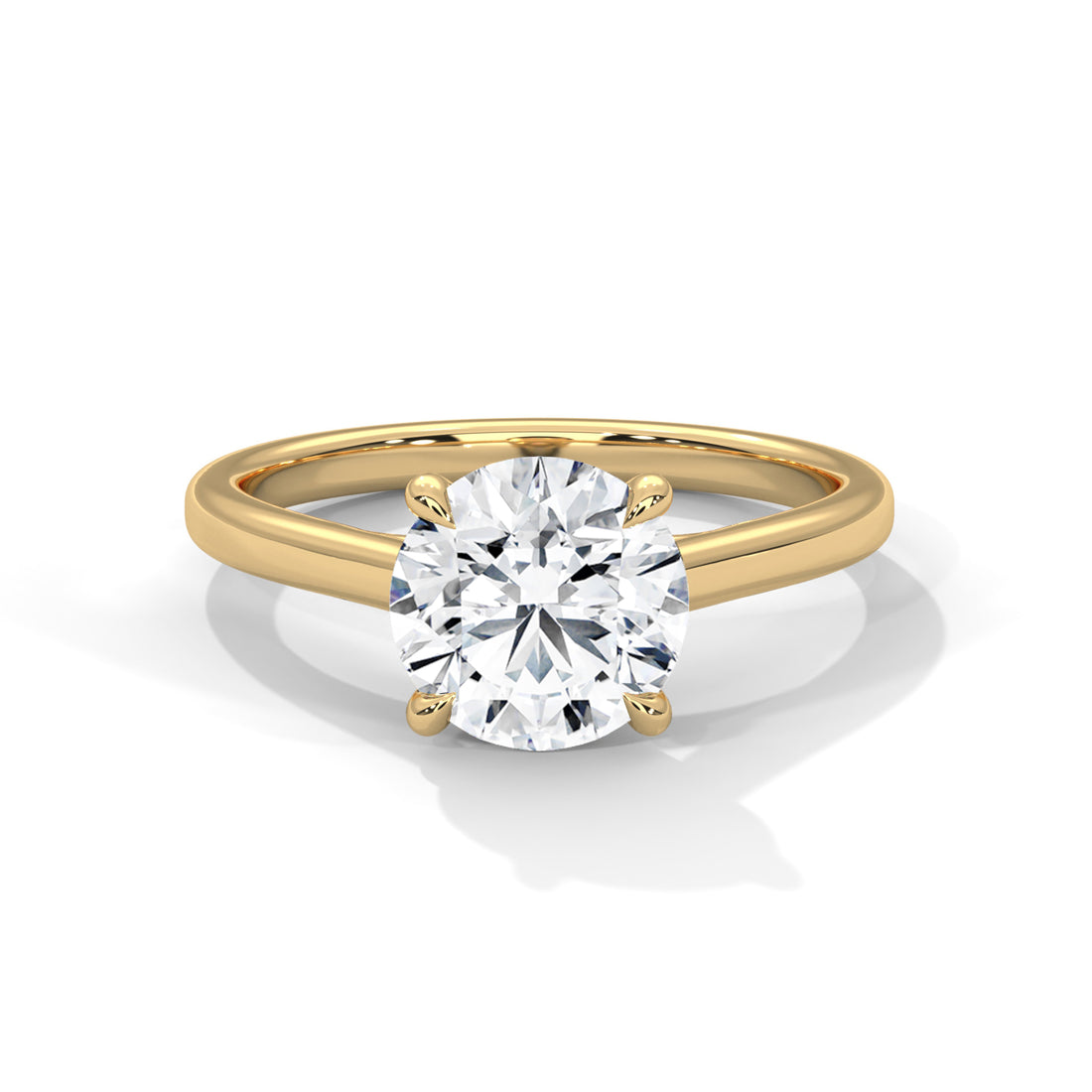 Round Cut Four-Prong Cathedral Solitaire Engagement Ring in Rose Gold
