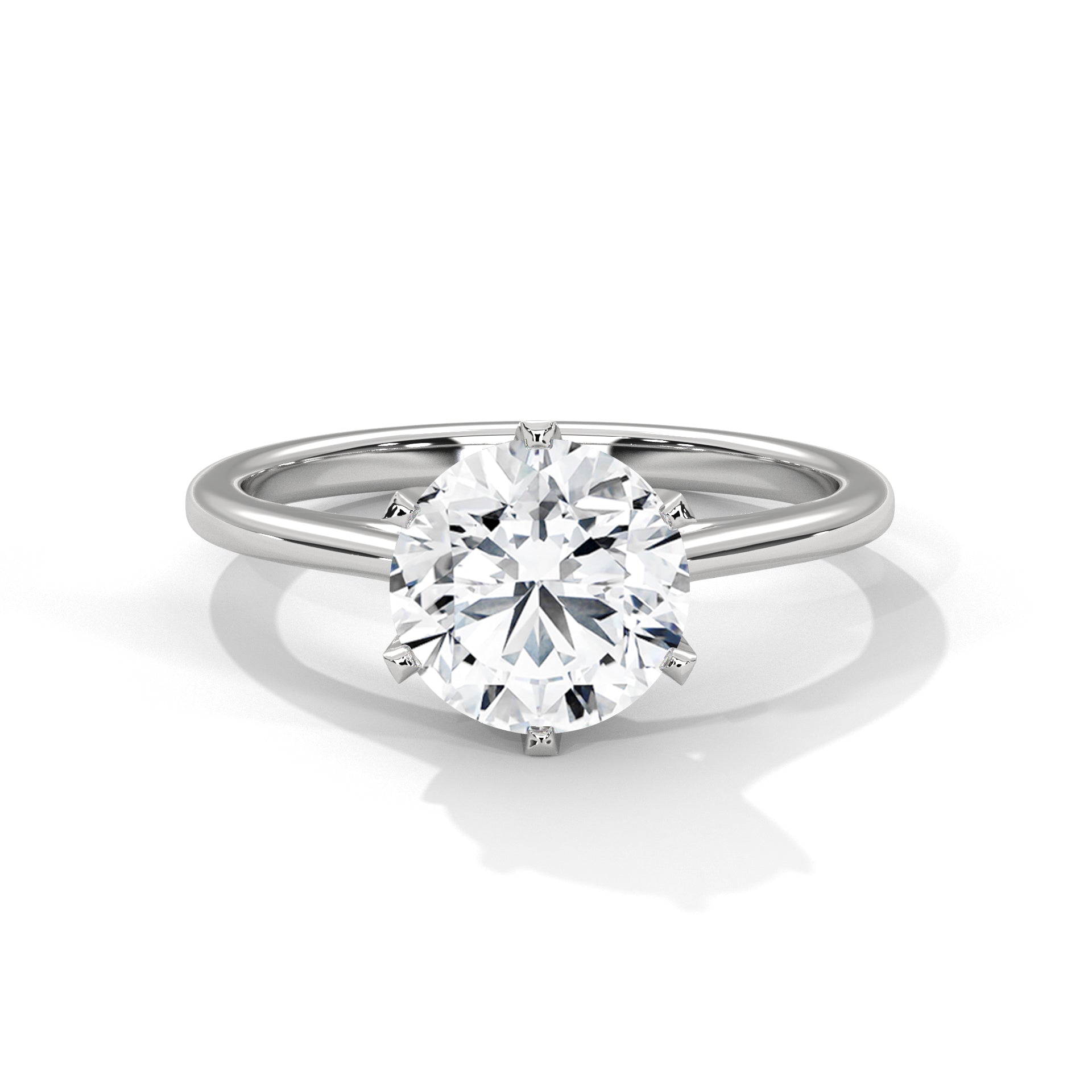 Round Cut Six-Prong Cathedral Solitaire Engagement Ring in Rose Gold