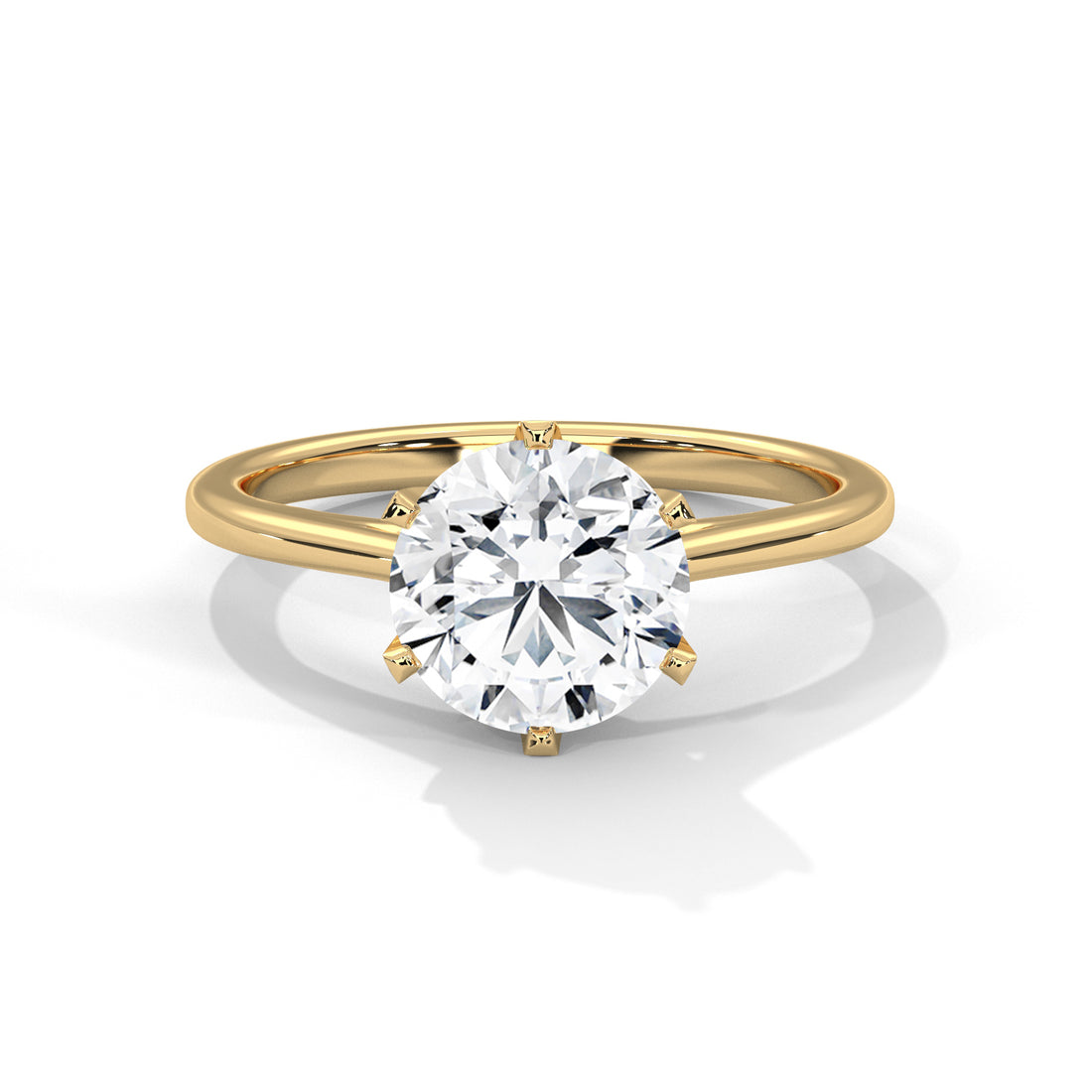 Round Cut Six-Prong Cathedral Solitaire Engagement Ring in Rose Gold