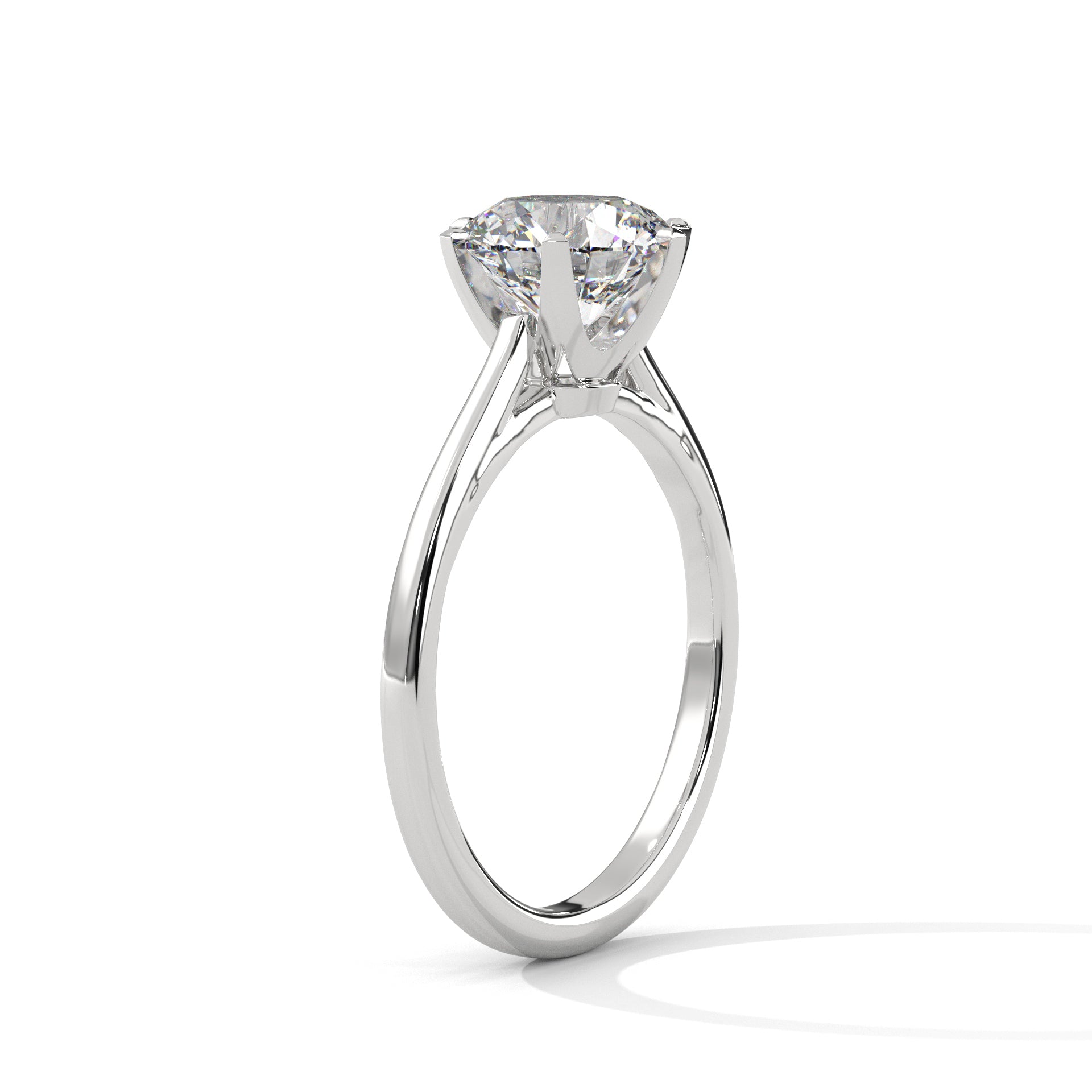 Round Cut Six-Prong Cathedral Solitaire Engagement Ring in Rose Gold