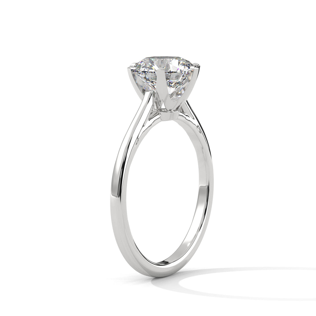 Round Cut Six-Prong Cathedral Solitaire Engagement Ring in Rose Gold