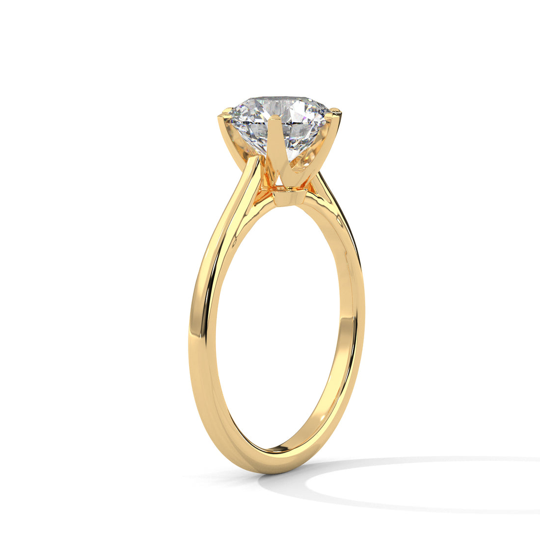 Round Cut Six-Prong Cathedral Solitaire Engagement Ring in Rose Gold