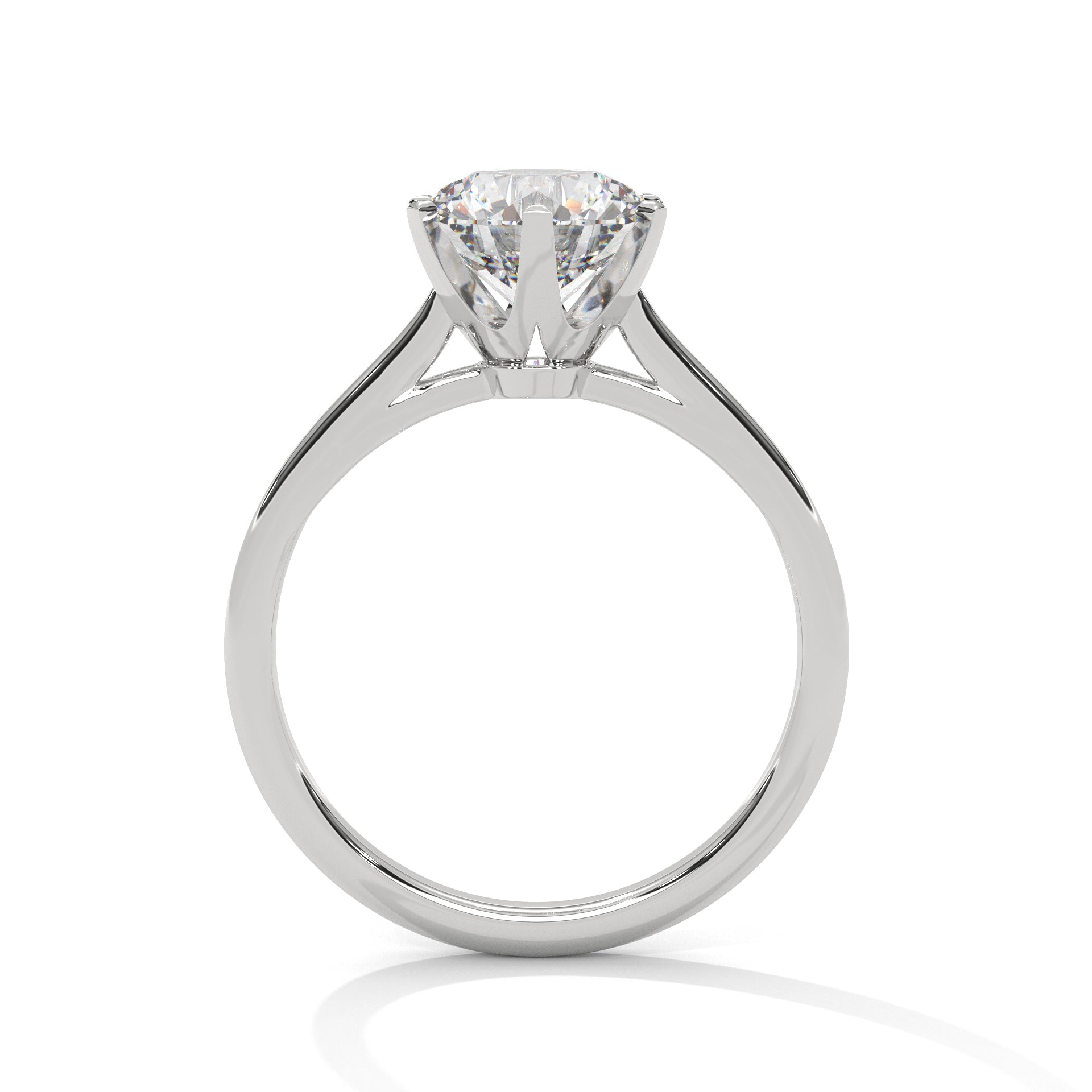 Round Cut Six-Prong Cathedral Solitaire Engagement Ring in Rose Gold