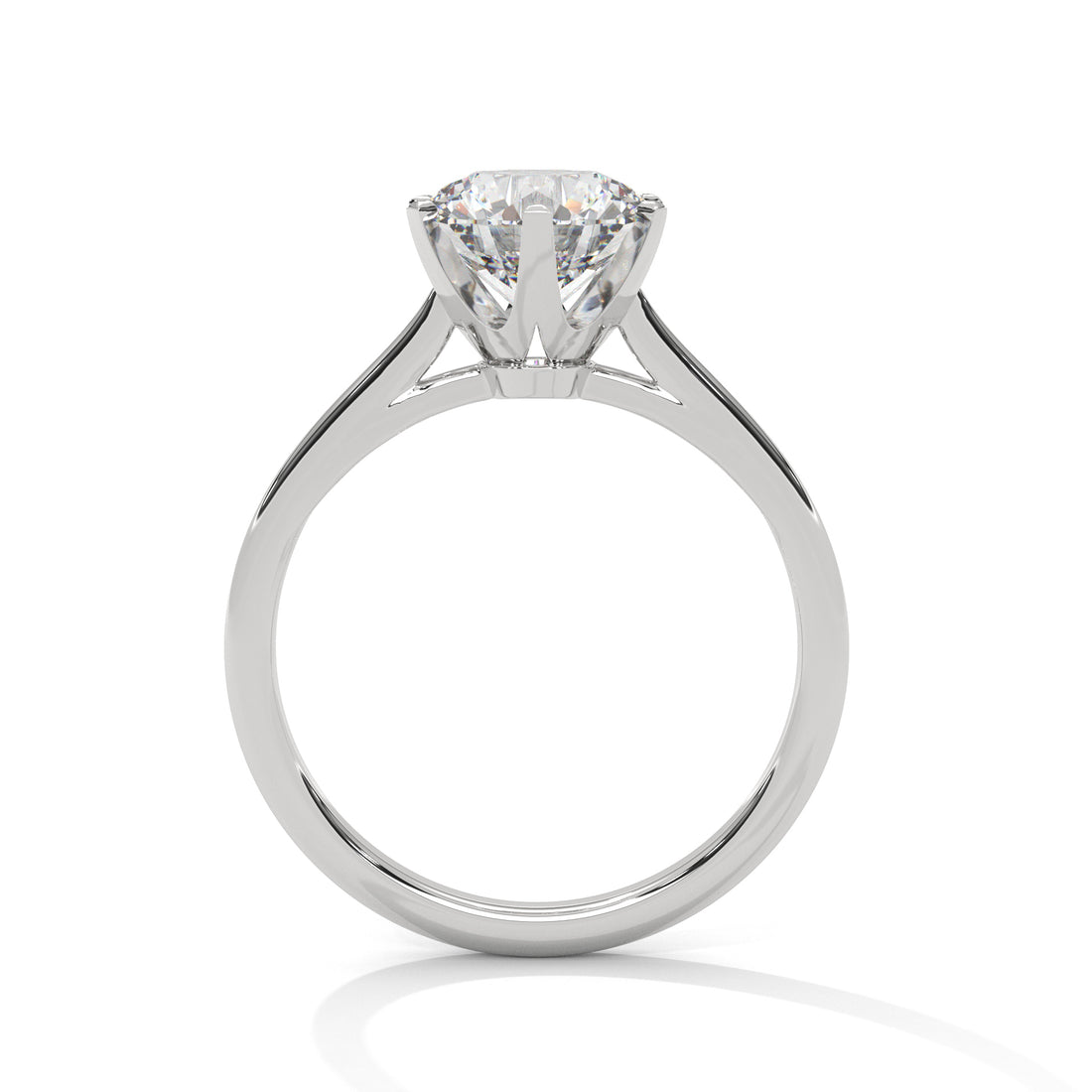 Round Cut Six-Prong Cathedral Solitaire Engagement Ring in Rose Gold