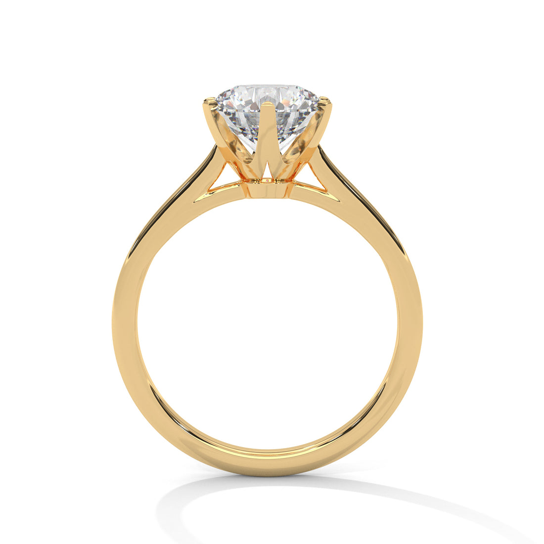 Round Cut Six-Prong Cathedral Solitaire Engagement Ring in Rose Gold