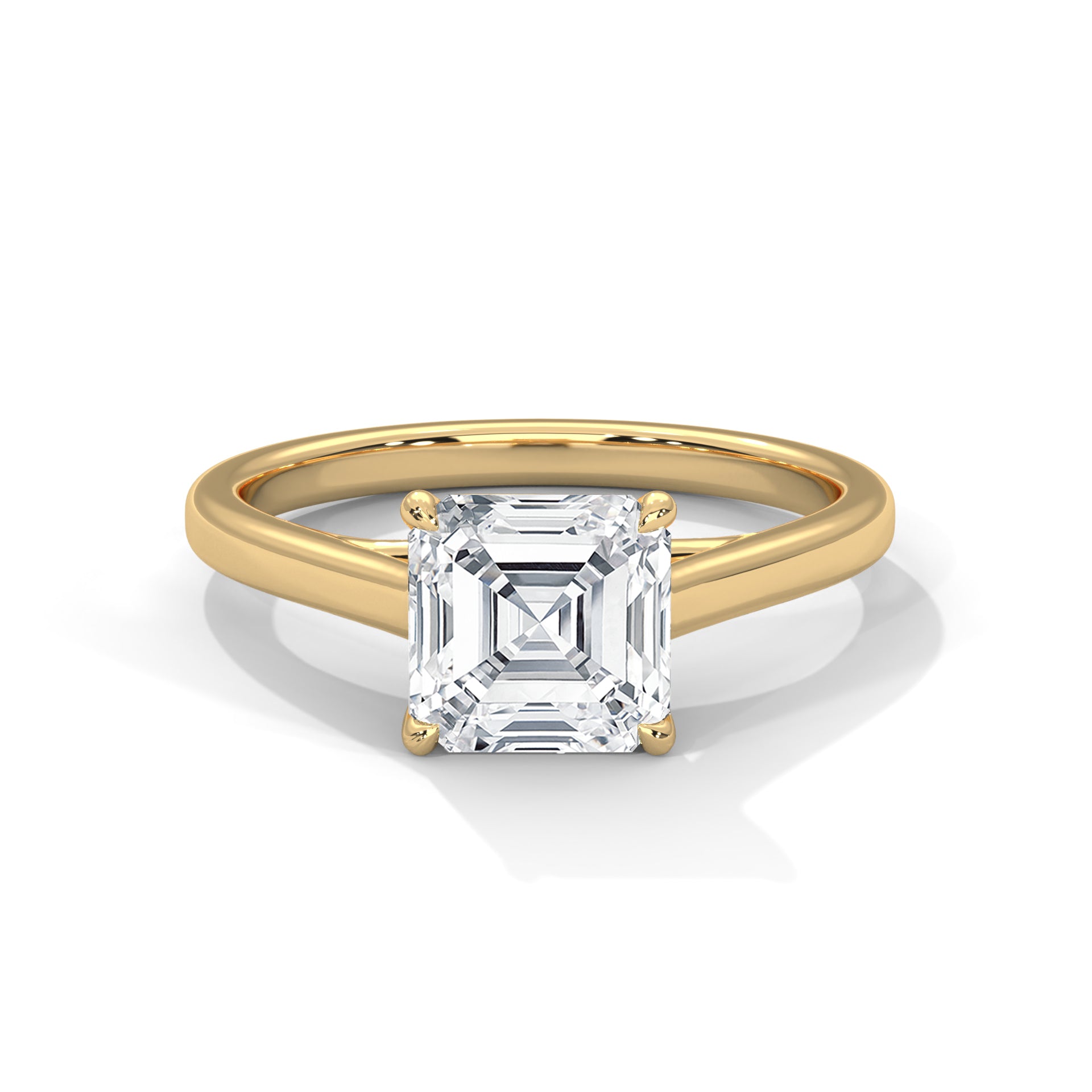Asscher Cut Four-Prong Cathedral Solitaire Engagement Ring in Rose Gold