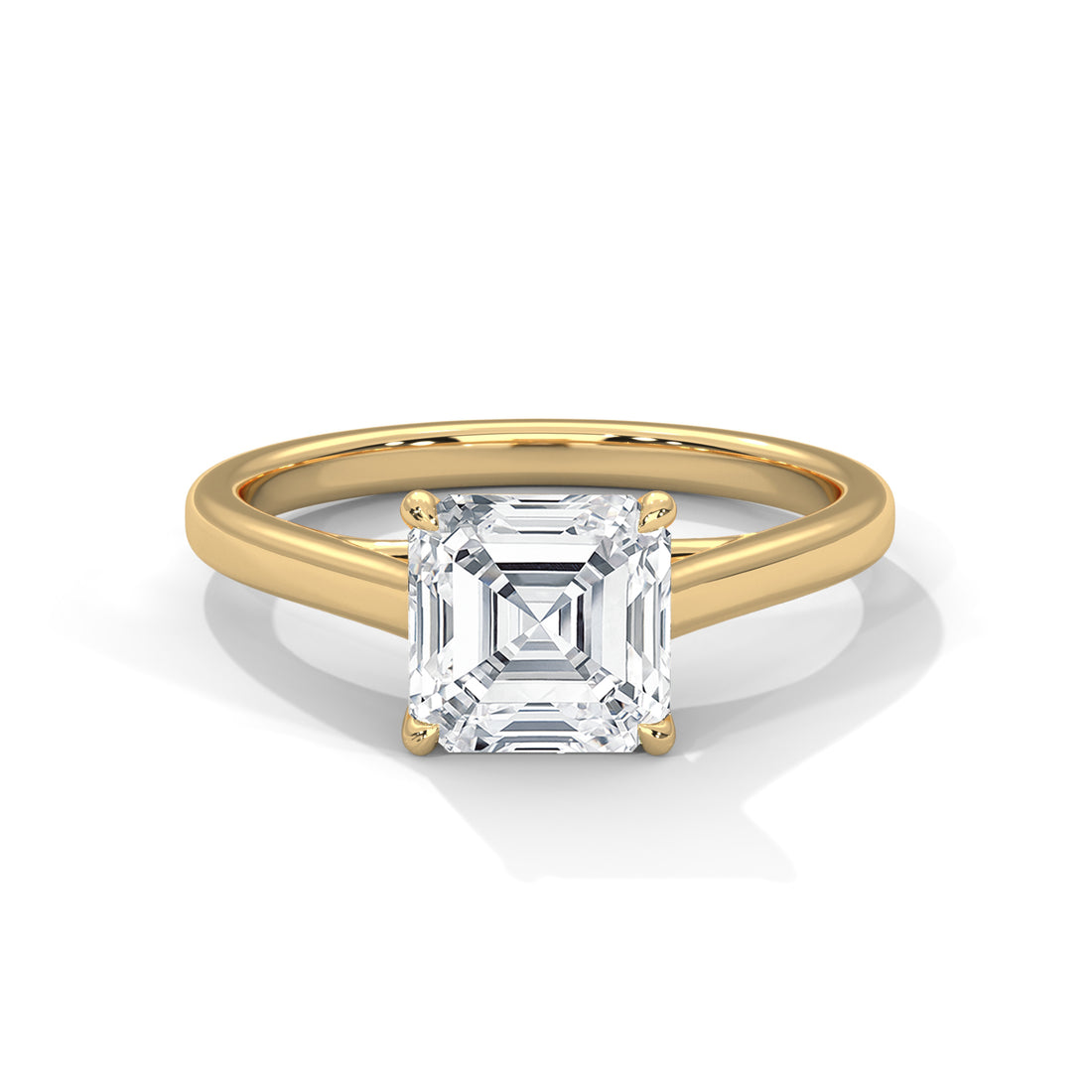 Asscher Cut Four-Prong Cathedral Solitaire Engagement Ring in Rose Gold