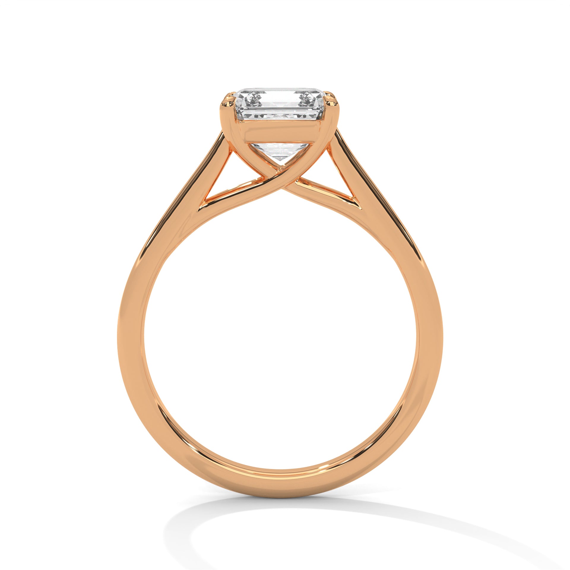 Asscher Cut Four-Prong Cathedral Solitaire Engagement Ring in Rose Gold