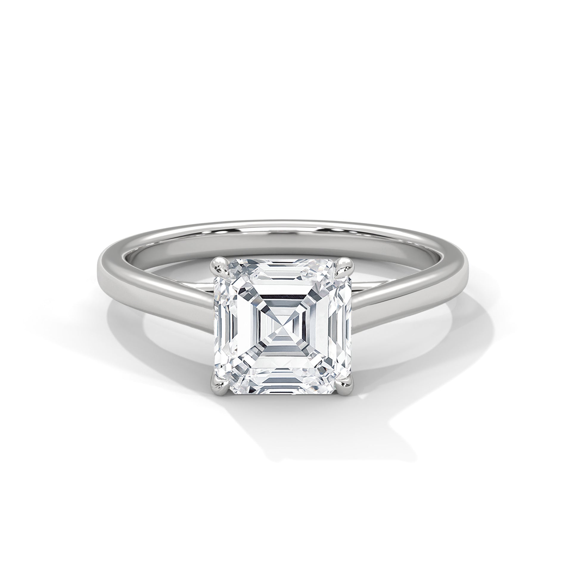 Asscher Cut Four-Prong Cathedral Solitaire Engagement Ring in Rose Gold