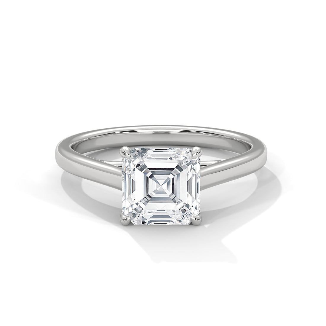 Asscher Cut Four-Prong Cathedral Solitaire Engagement Ring in Rose Gold