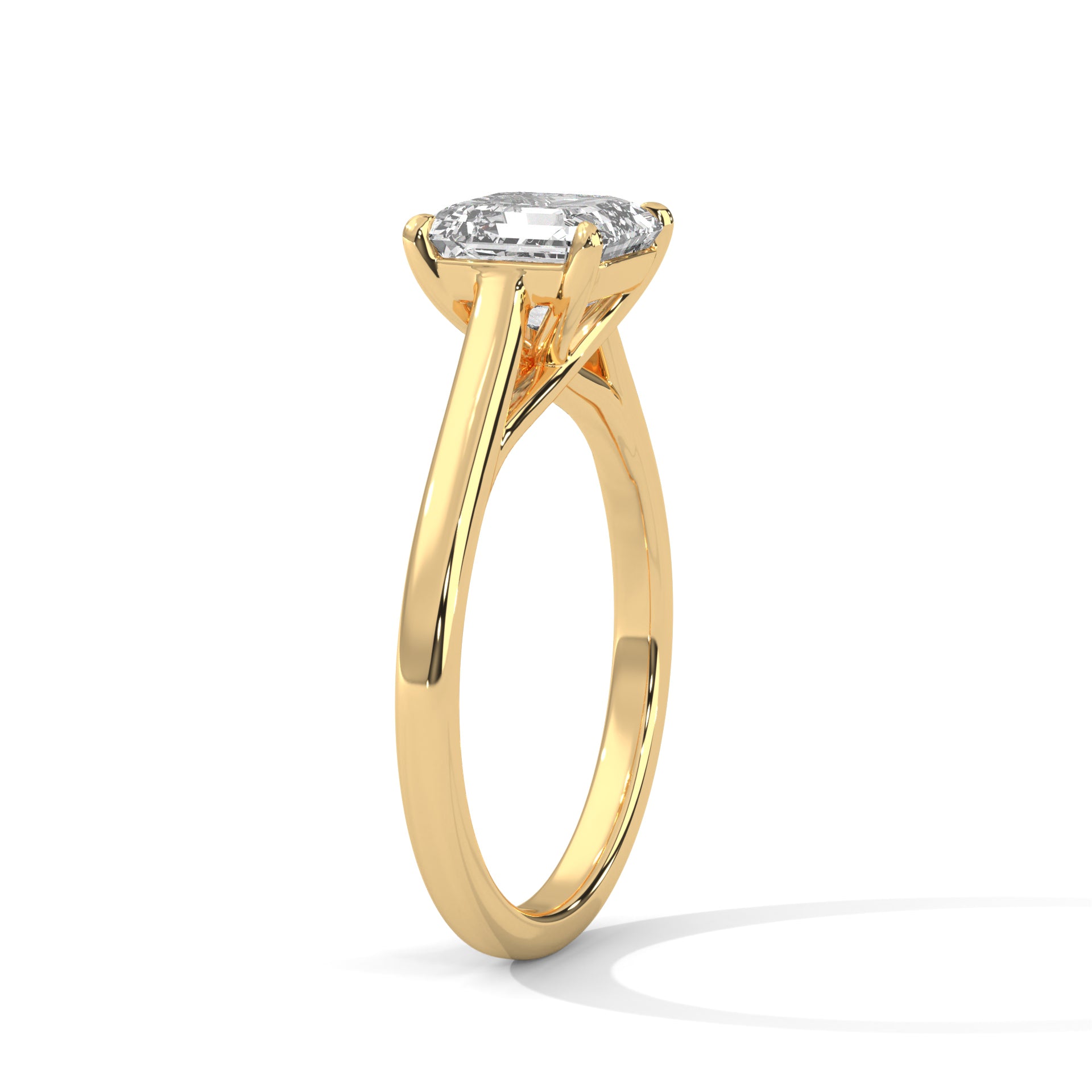 Asscher Cut Four-Prong Cathedral Solitaire Engagement Ring in Rose Gold