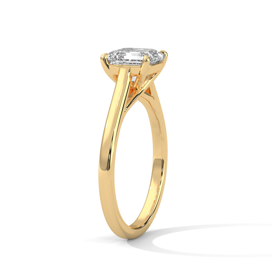 Asscher Cut Four-Prong Cathedral Solitaire Engagement Ring in Rose Gold