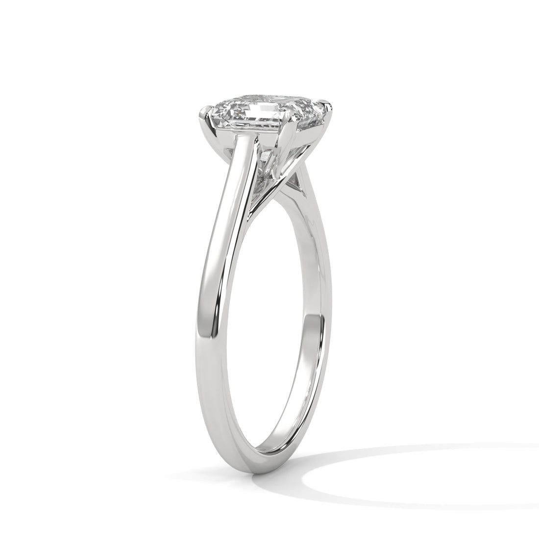 Asscher Cut Four-Prong Cathedral Solitaire Engagement Ring in Rose Gold