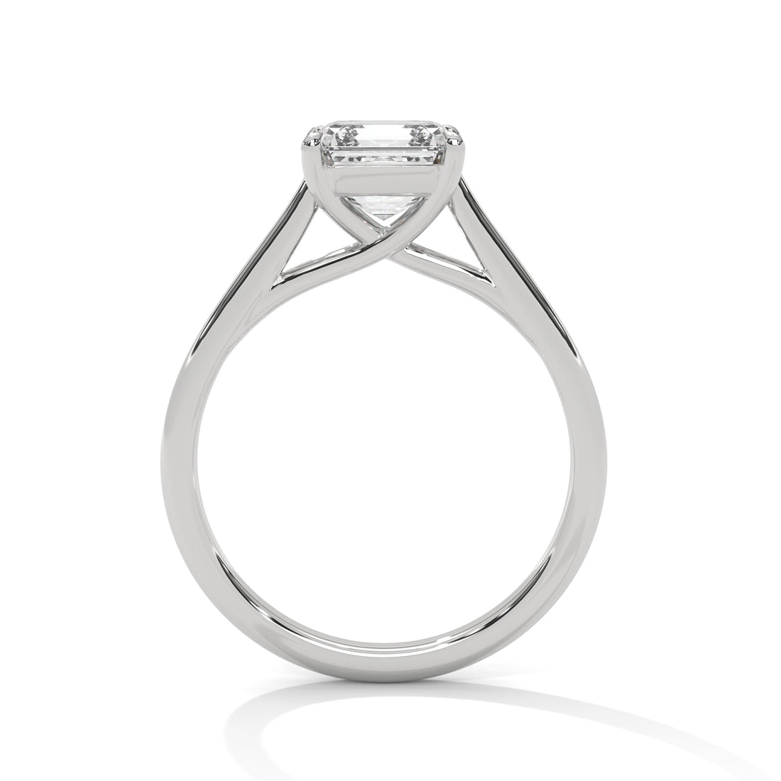 Asscher Cut Four-Prong Cathedral Solitaire Engagement Ring in Rose Gold