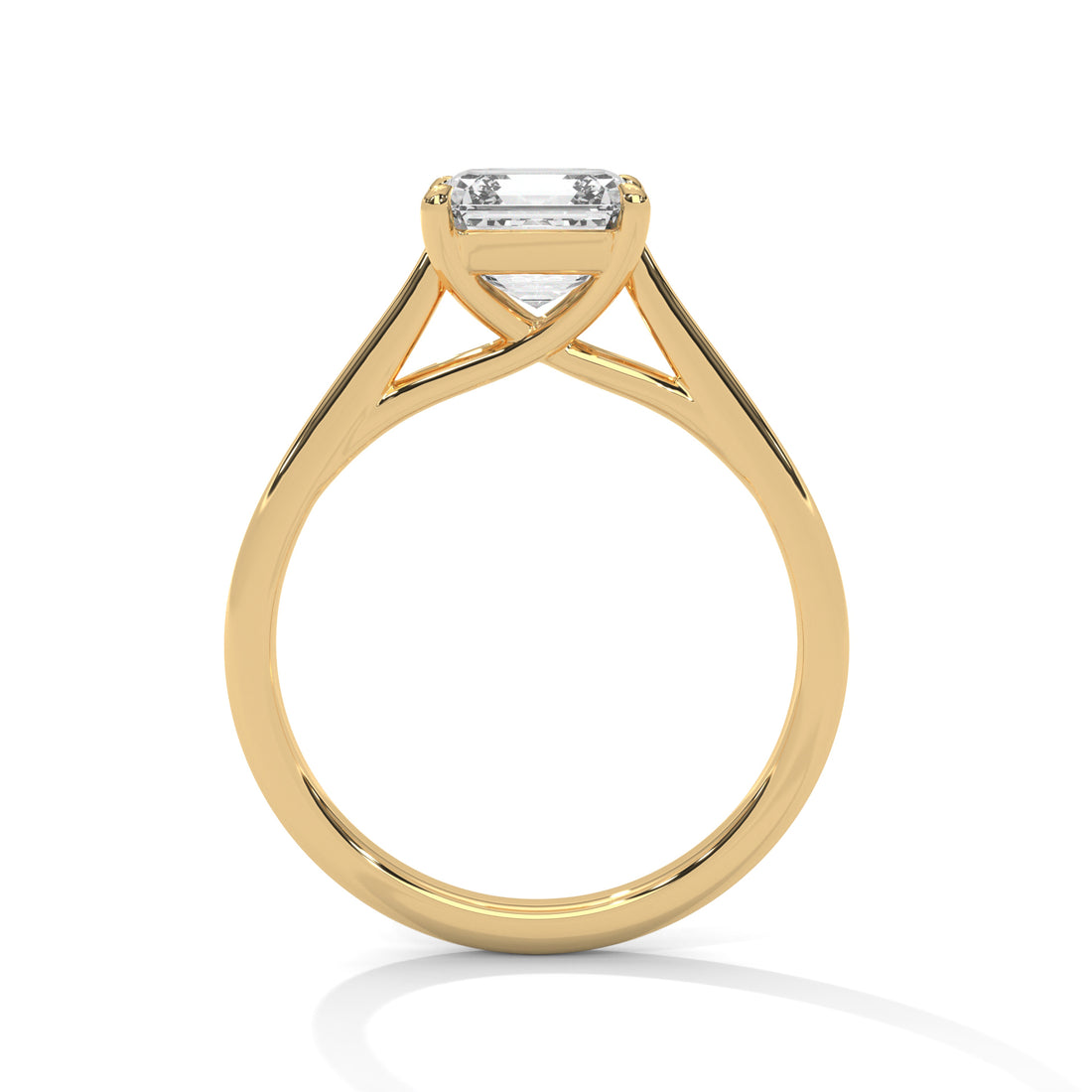 Asscher Cut Four-Prong Cathedral Solitaire Engagement Ring in Rose Gold