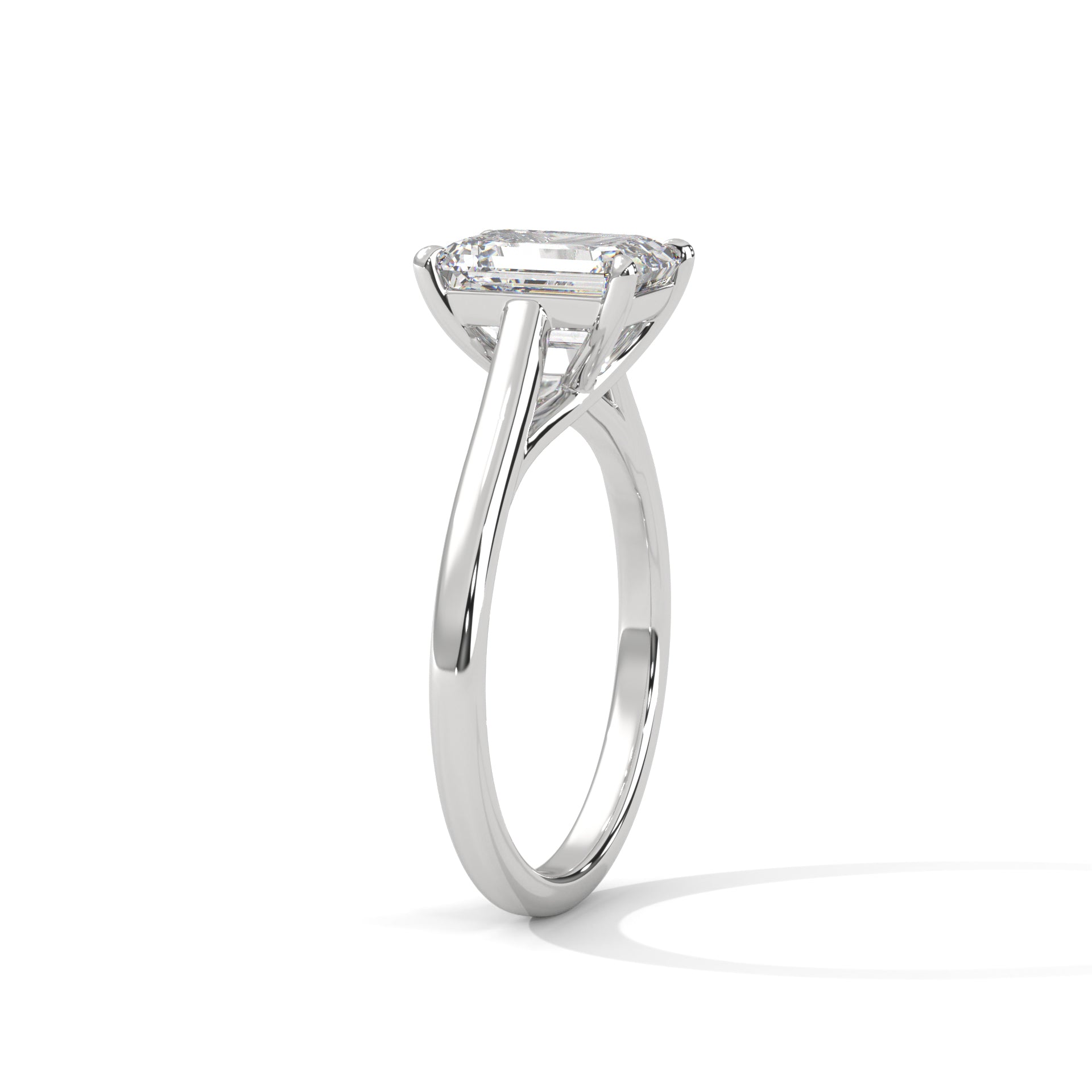 Radiant Cut Four-Prong Cathedral Solitaire Engagement Ring in Rose Gold