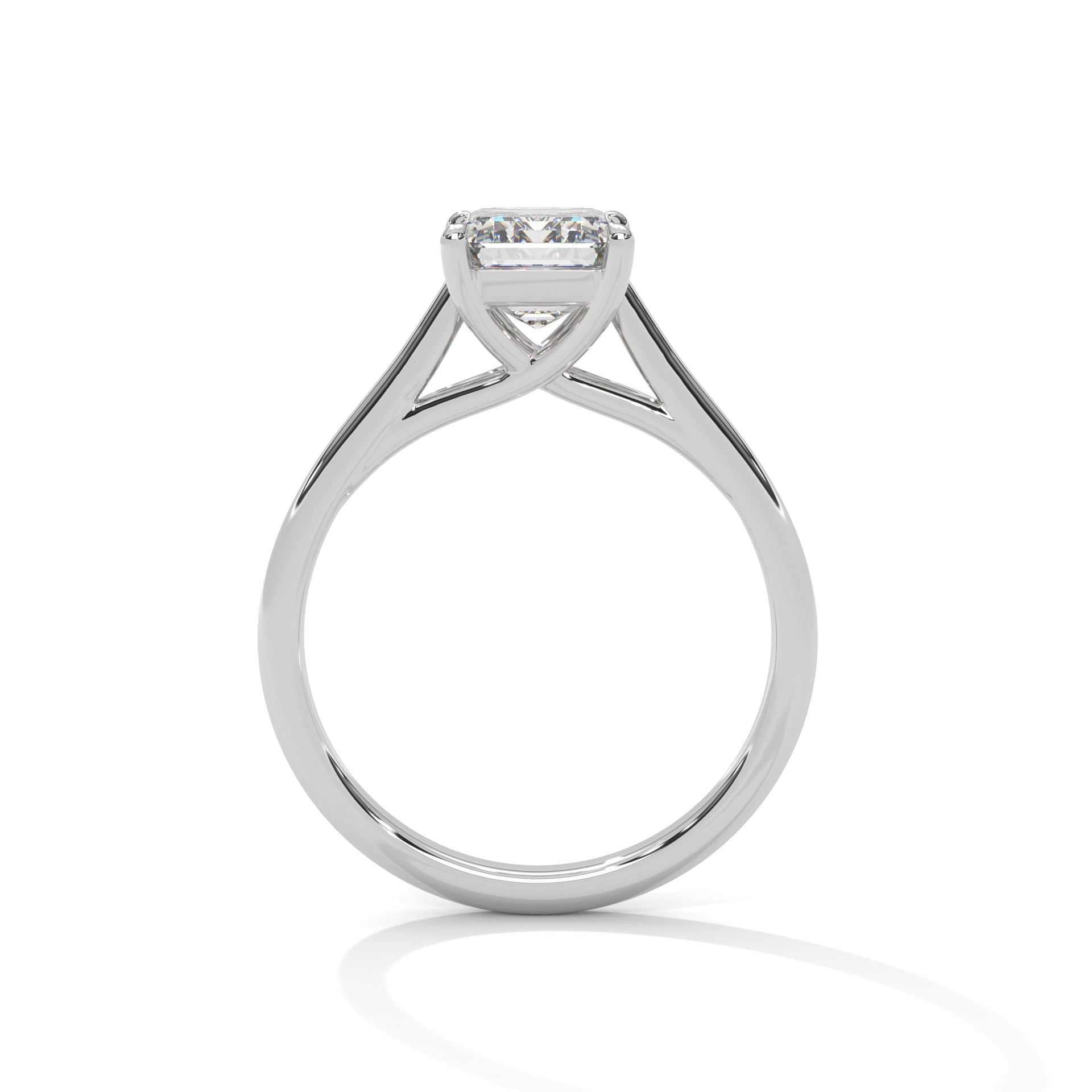 Radiant Cut Four-Prong Cathedral Solitaire Engagement Ring in Rose Gold