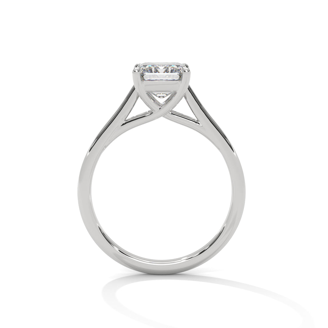 Radiant Cut Four-Prong Cathedral Solitaire Engagement Ring in Rose Gold