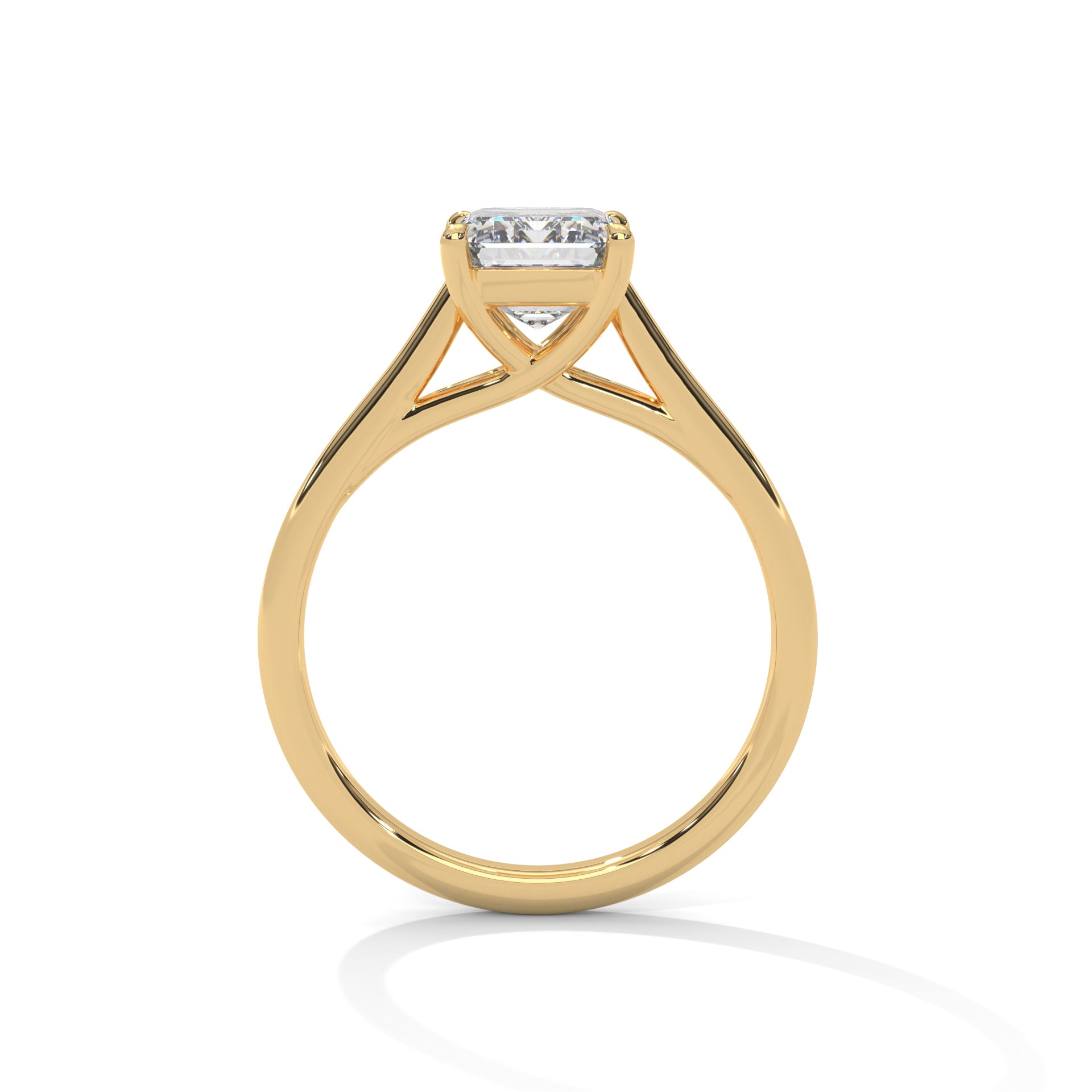 Radiant Cut Four-Prong Cathedral Solitaire Engagement Ring in Rose Gold