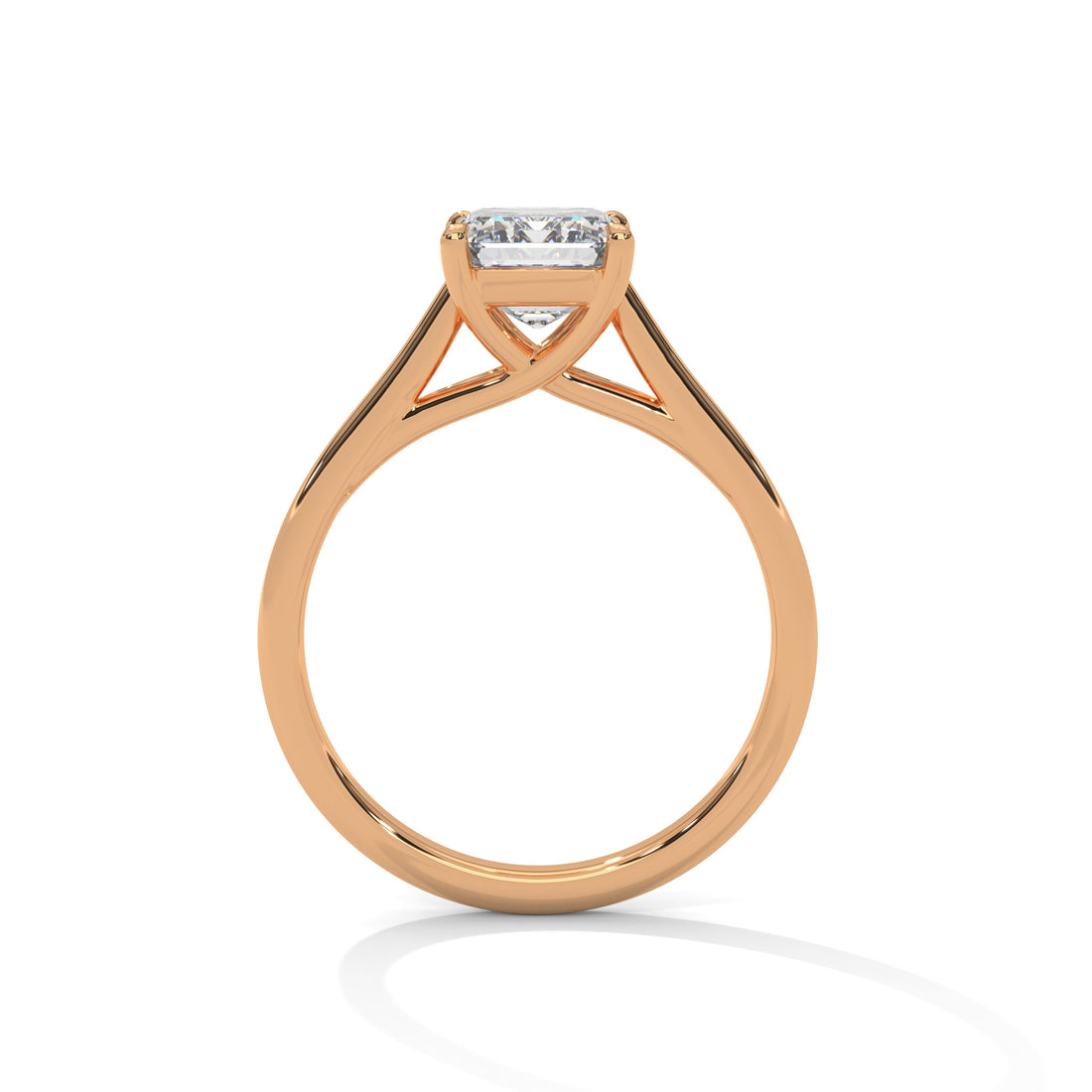 Radiant Cut Four-Prong Cathedral Solitaire Engagement Ring in Rose Gold