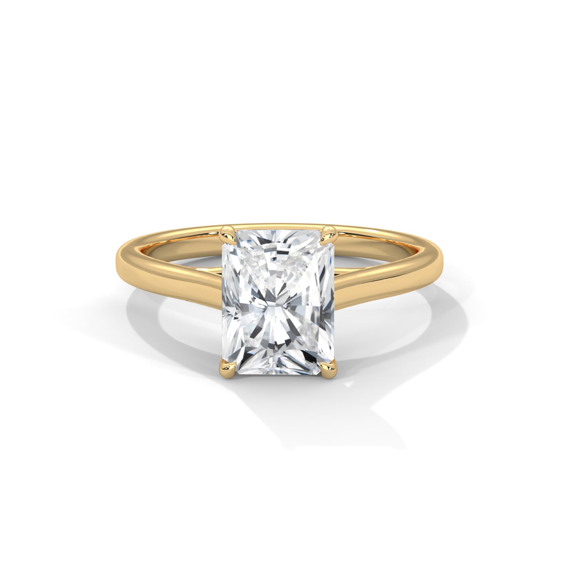 Radiant Cut Four-Prong Cathedral Solitaire Engagement Ring in Rose Gold