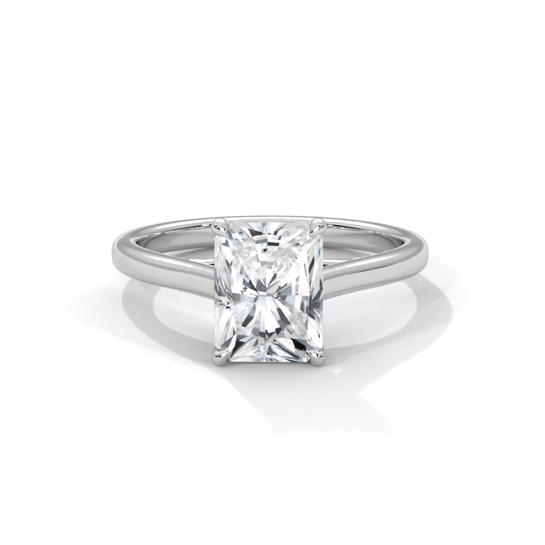 Radiant Cut Four-Prong Cathedral Solitaire Engagement Ring in Rose Gold