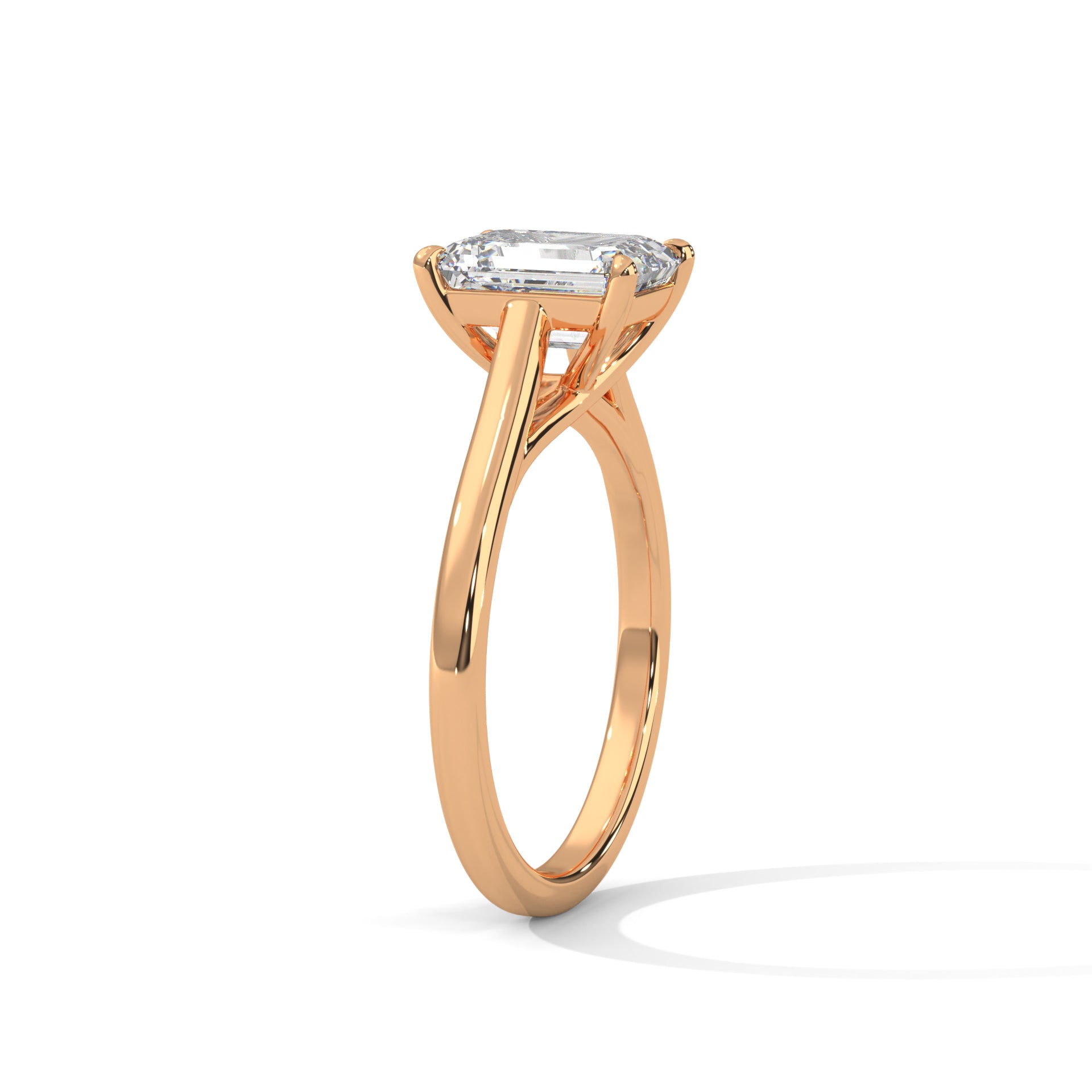 Radiant Cut Four-Prong Cathedral Solitaire Engagement Ring in Rose Gold