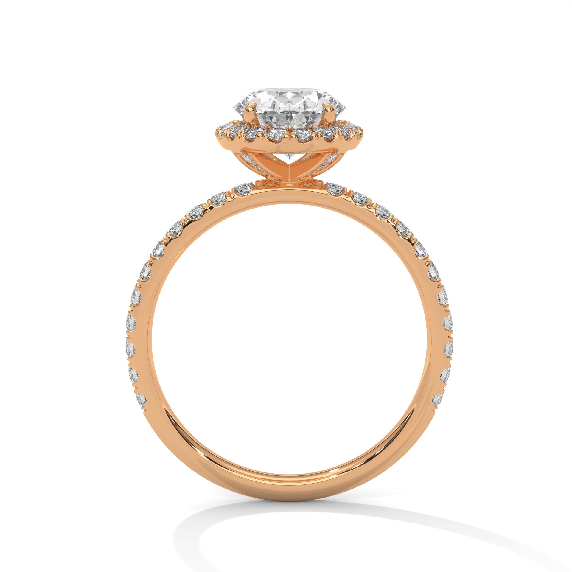 Rose Gold Oval Cut Halo Pavé Engagement & Anniversary Ring