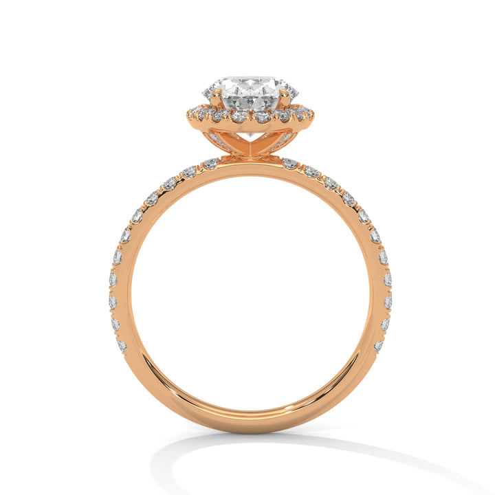 Rose Gold Oval Cut Halo Pavé Engagement & Anniversary Ring