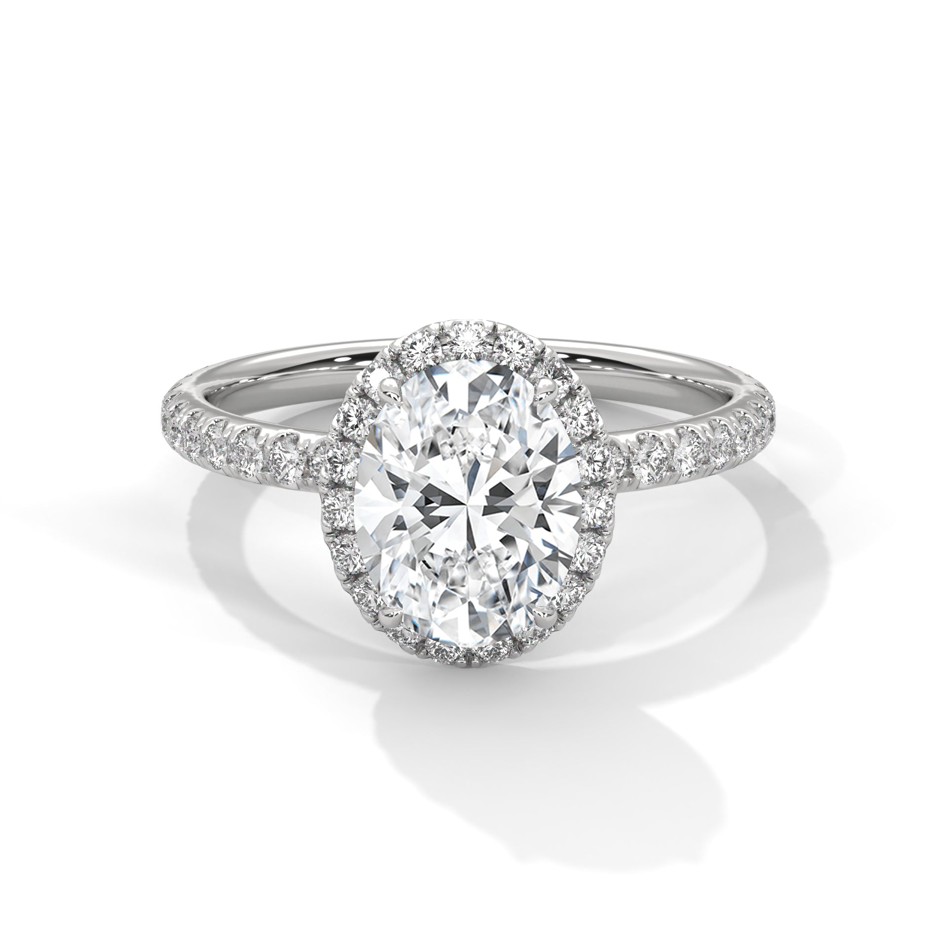 Rose Gold Oval Cut Halo Pavé Engagement & Anniversary Ring