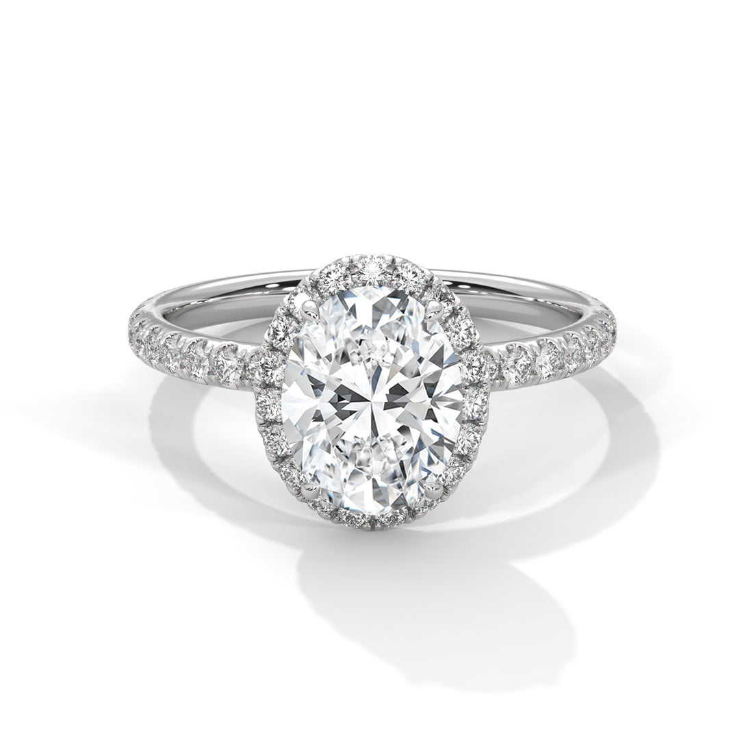 Rose Gold Oval Cut Halo Pavé Engagement & Anniversary Ring