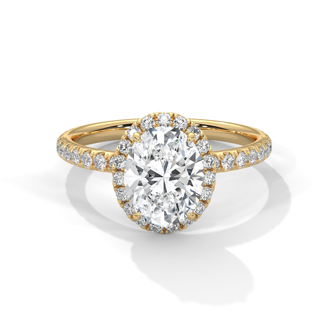 Rose Gold Oval Cut Halo Pavé Engagement & Anniversary Ring