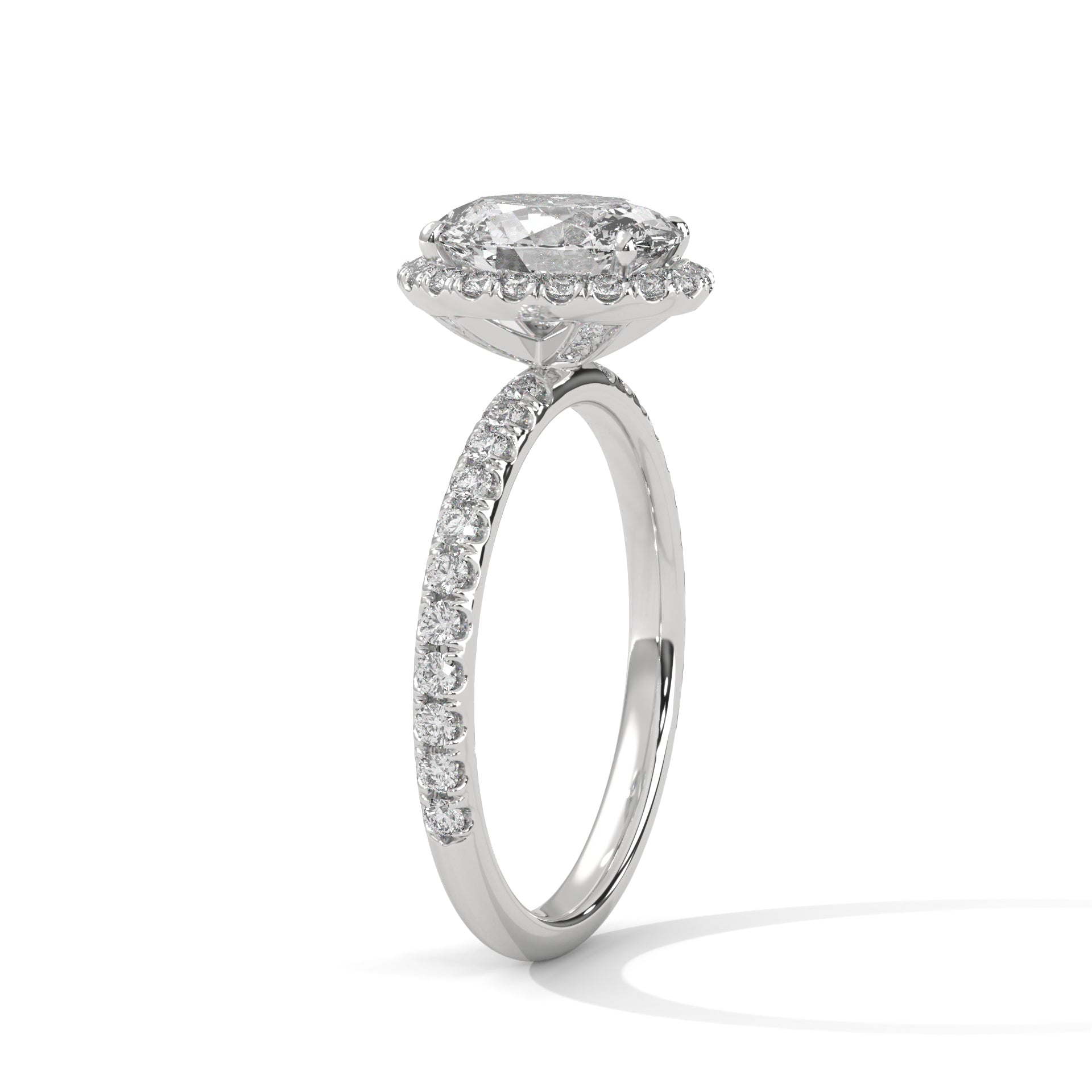 Rose Gold Oval Cut Halo Pavé Engagement & Anniversary Ring