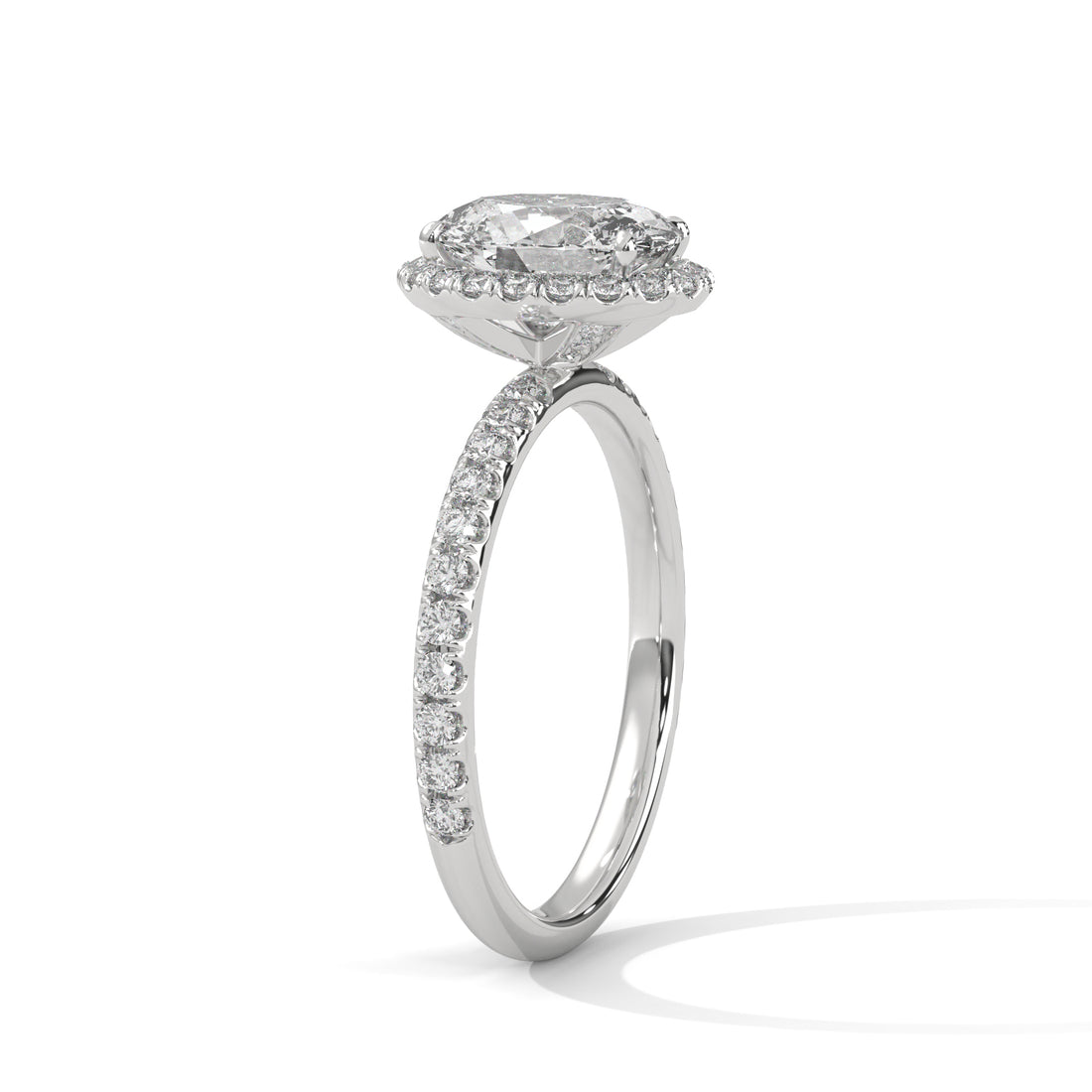 Rose Gold Oval Cut Halo Pavé Engagement & Anniversary Ring