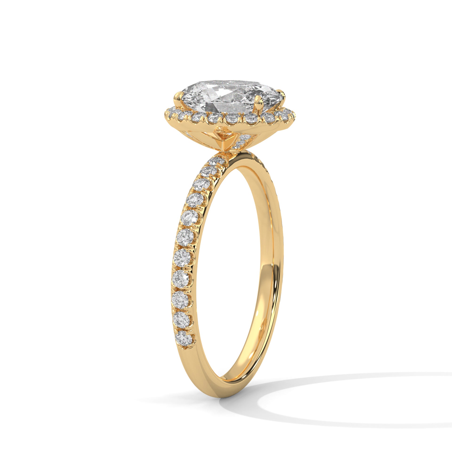 Rose Gold Oval Cut Halo Pavé Engagement & Anniversary Ring