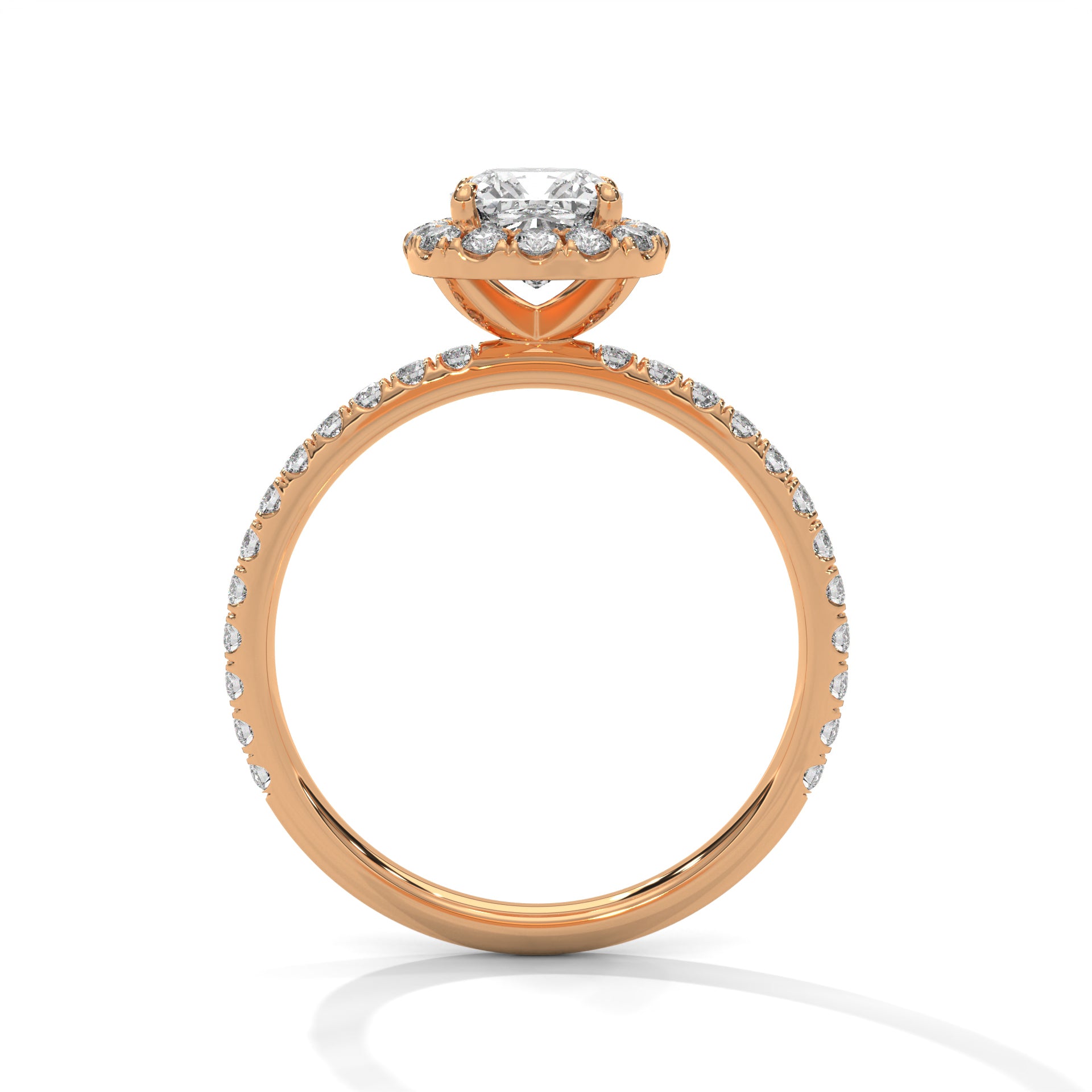Rose Gold Cushion Cut Halo Pavé Engagement & Anniversary Ring