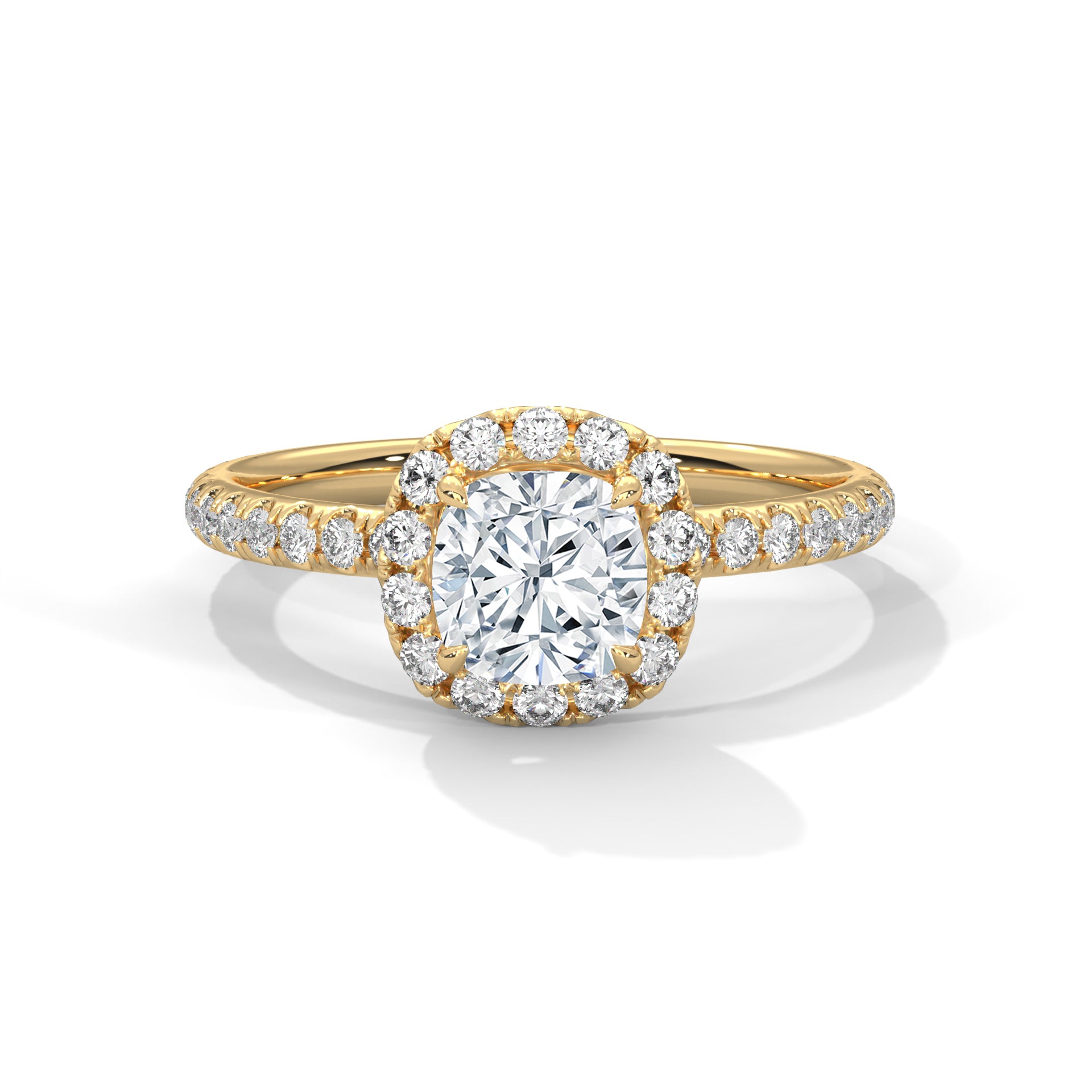 Rose Gold Cushion Cut Halo Pavé Engagement & Anniversary Ring