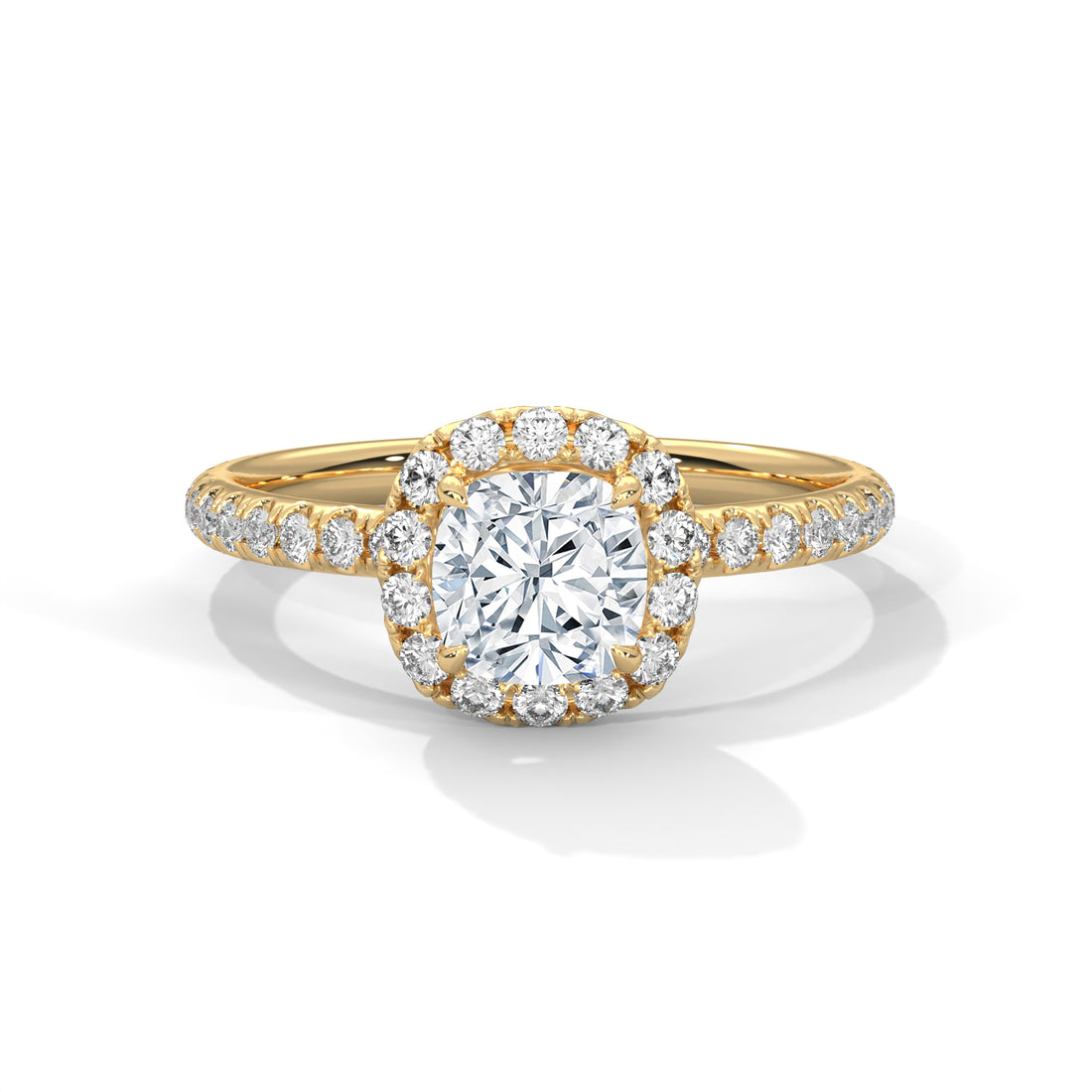 Rose Gold Cushion Cut Halo Pavé Engagement & Anniversary Ring