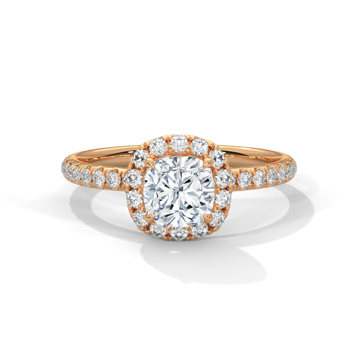 Rose Gold Cushion Cut Halo Pavé Engagement & Anniversary Ring