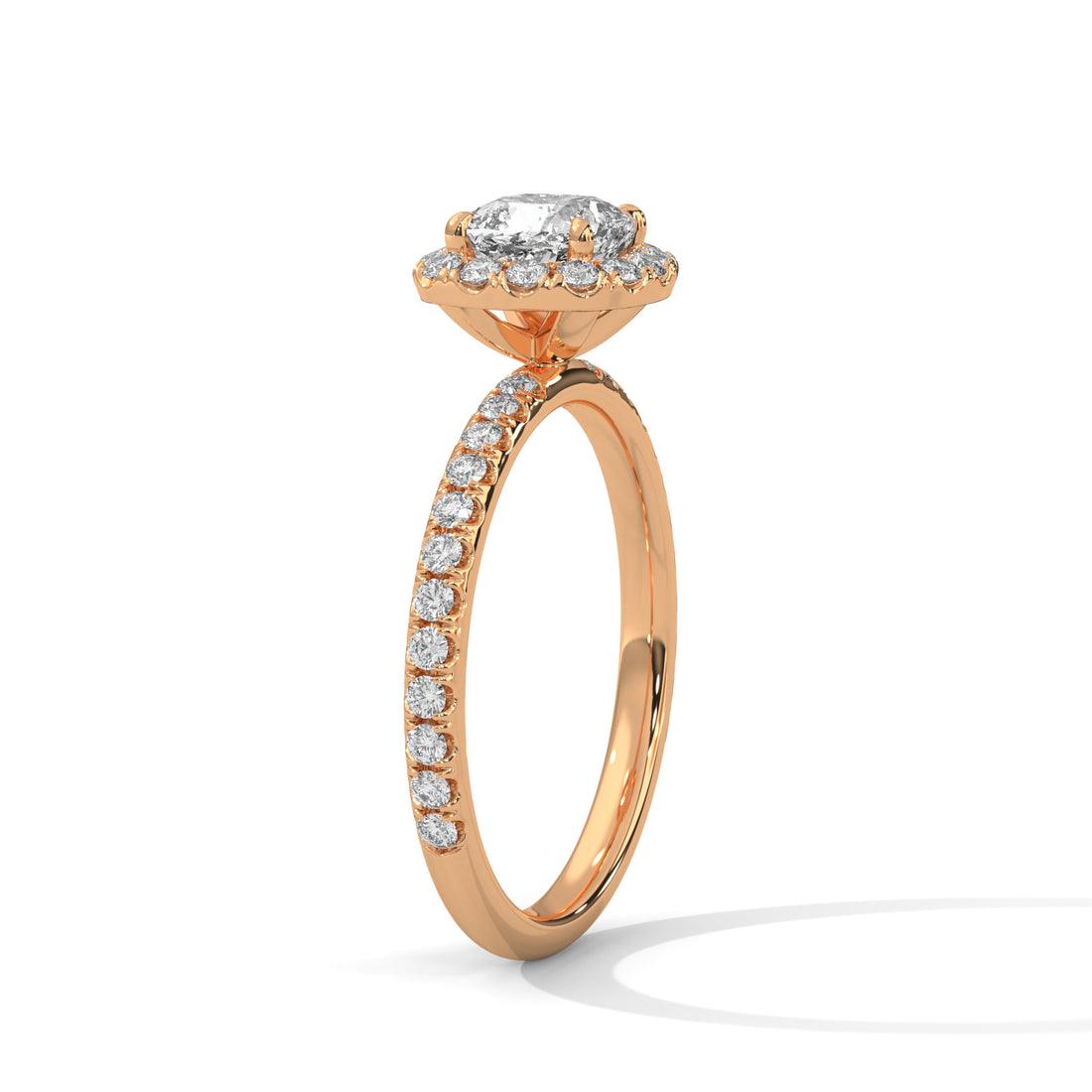 Rose Gold Cushion Cut Halo Pavé Engagement & Anniversary Ring