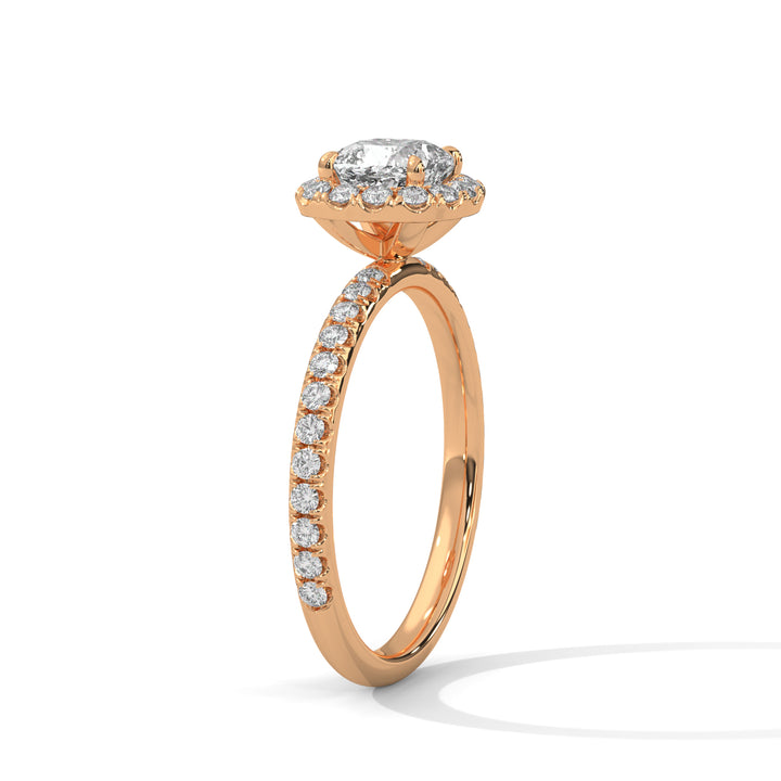 Rose Gold Cushion Cut Halo Pavé Engagement & Anniversary Ring