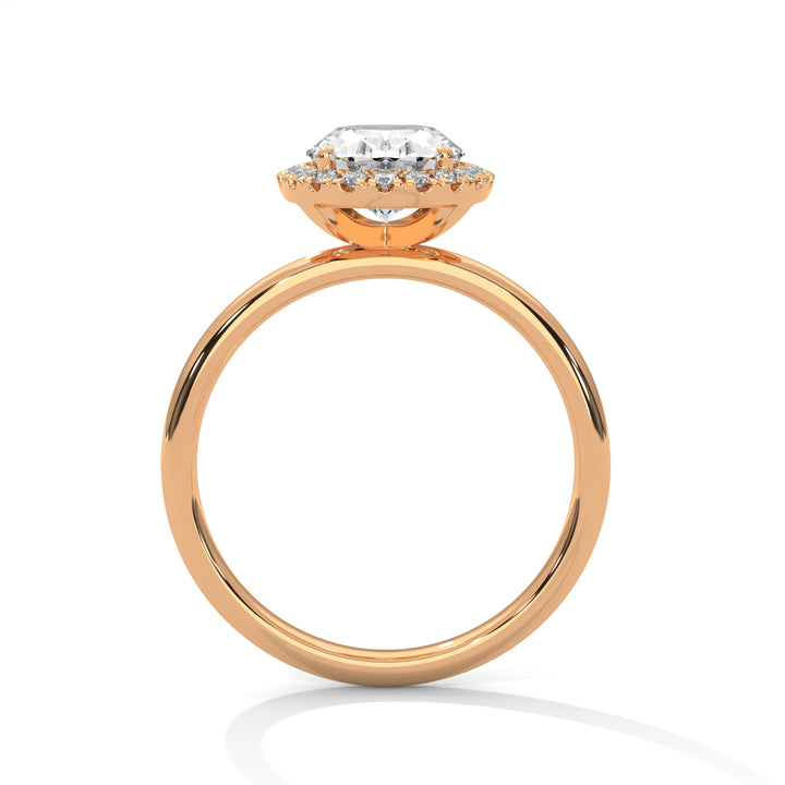 Rose Gold Oval Cut Halo Solitaire Engagement & Anniversary Ring