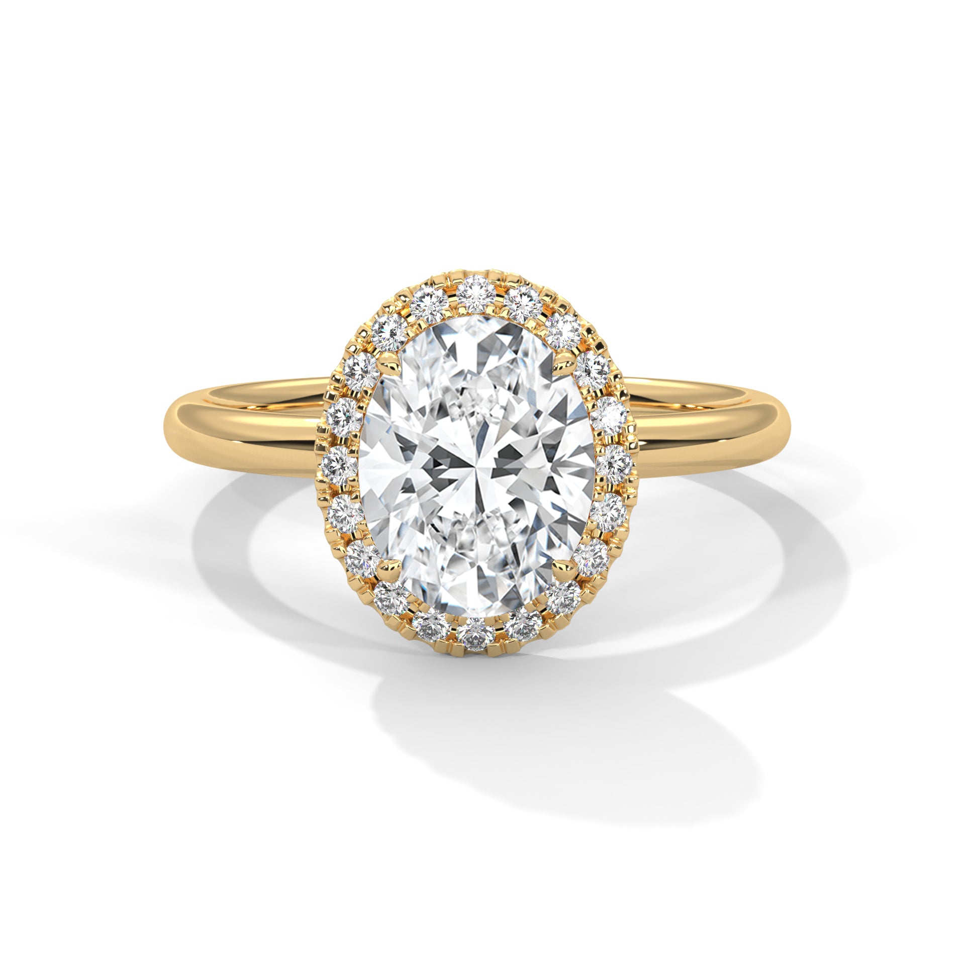 Rose Gold Oval Cut Halo Solitaire Engagement & Anniversary Ring