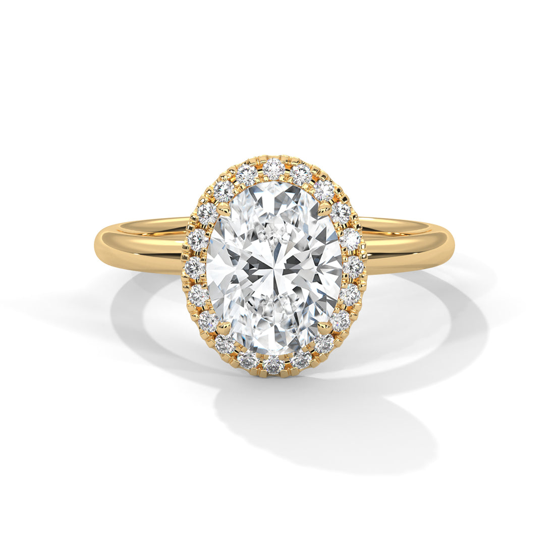 Rose Gold Oval Cut Halo Solitaire Engagement & Anniversary Ring