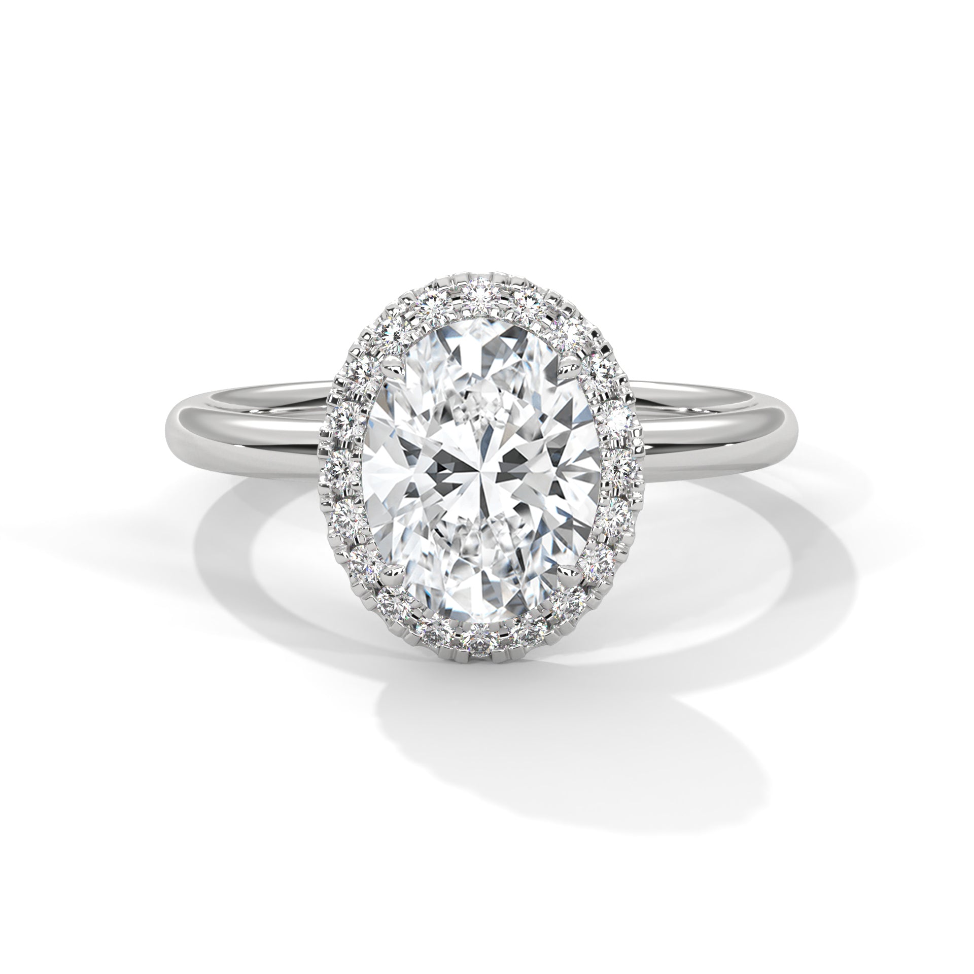 Rose Gold Oval Cut Halo Solitaire Engagement & Anniversary Ring